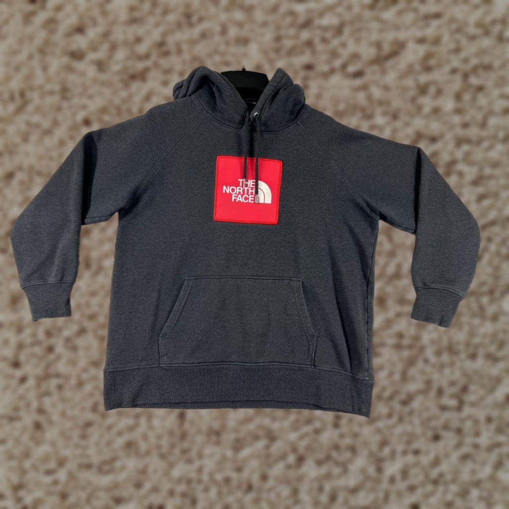 The North Face The North Face Hoodie Pullover Womens Large Gray Red Sewn Logo Pocket Sweater Size L / US 10 / IT 46 - 1 Thumbnail
