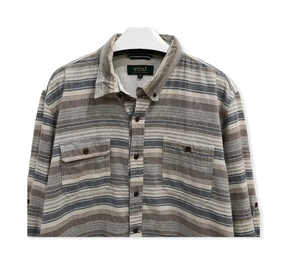 Flannel × Japanese Brand Monsieur Nicole Striped Design Flannel Shirt 👕 Size US M / EU 48-50 / 2 - 2 Thumbnail