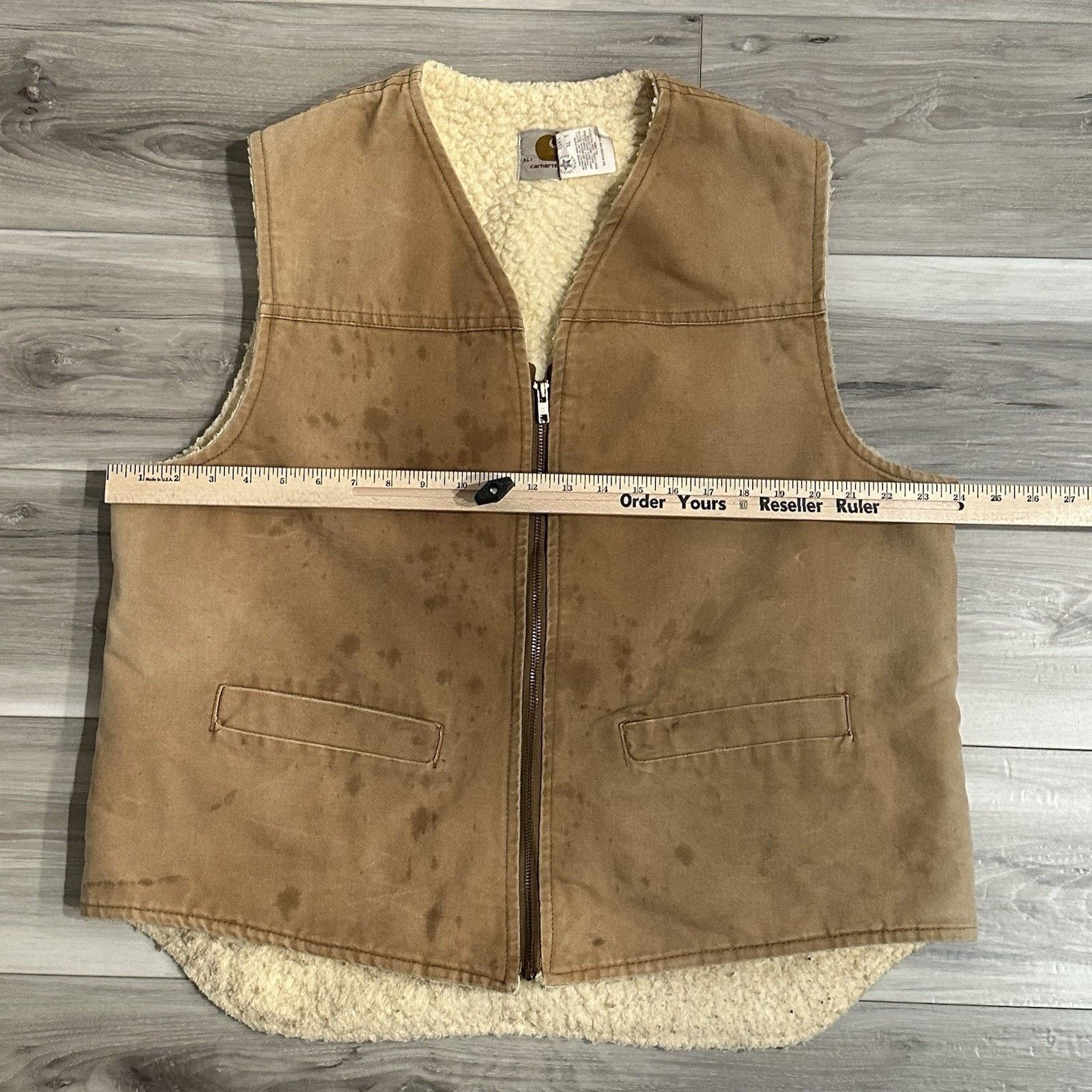 Carhartt Distressed Carhartt 6SVT Duck Sherpa Lined Zip Vest Made USA Size US XL / EU 56 / 4 - 10 Thumbnail