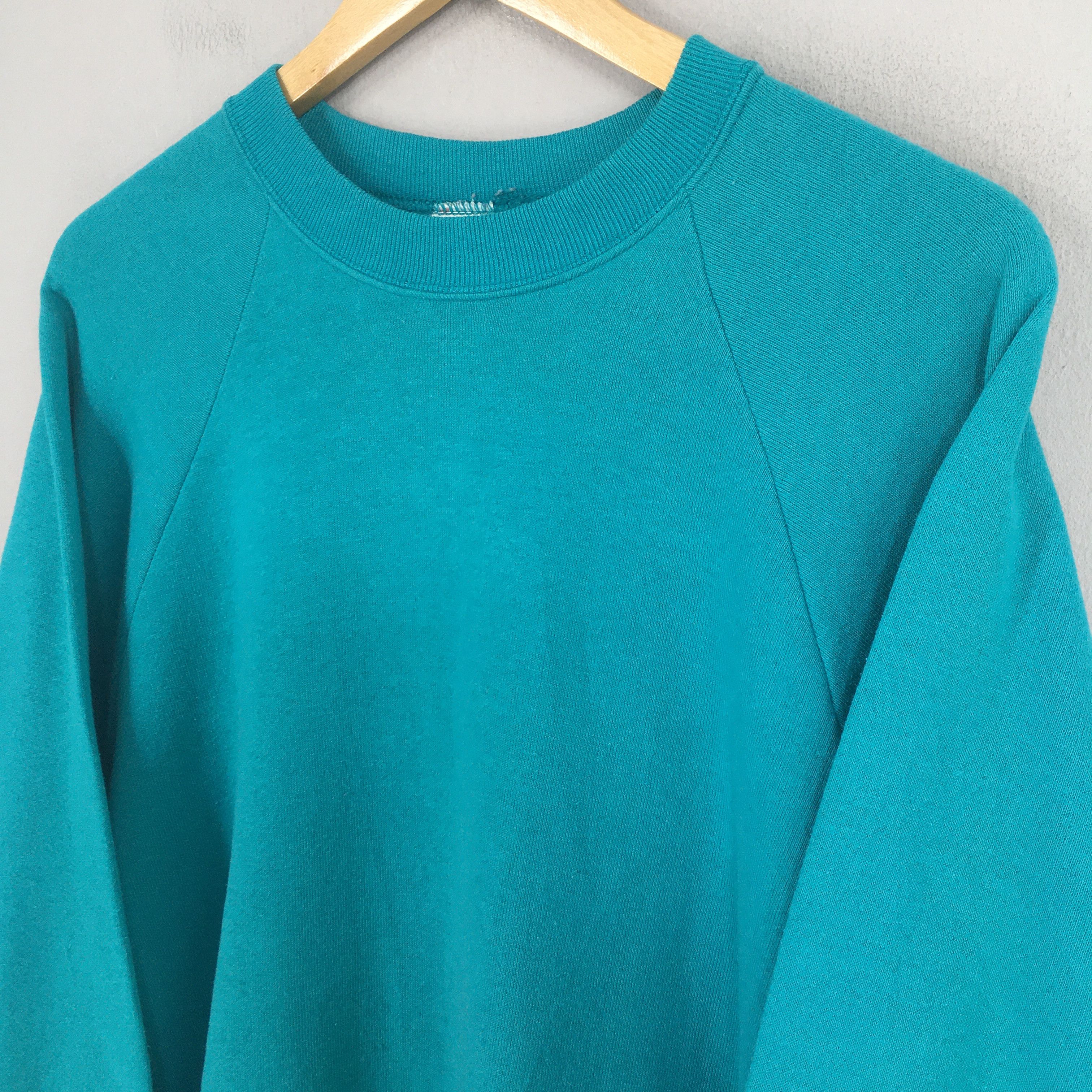 Fruit Of The Loom × Vintage Fruit Of The Loom Green Turquoise Plain Crewneck XLarge Size US XL / EU 56 / 4 - 3 Thumbnail