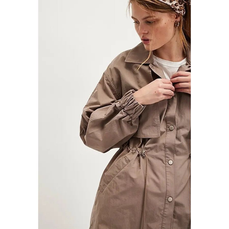 Free People NWT Indy Trench Coat $228 LARGE Dusted Cocoa BROWN Size L / US 10 / IT 46 - 3 Thumbnail