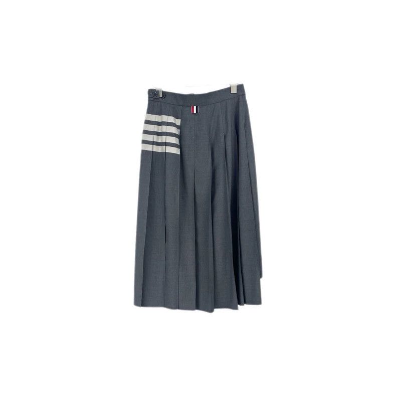 Thom Browne Thom Browne Size 38Grey classic logo pleated skirt 2501-Nex Size 37" - 2 Thumbnail