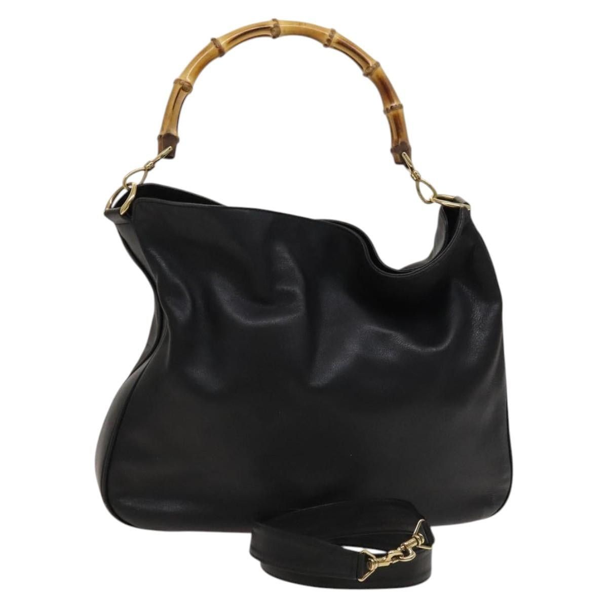Gucci GUCCI Bamboo Hand Bag Leather Black Gold 001 1781 001 1781 Size ONE SIZE - 1 Thumbnail