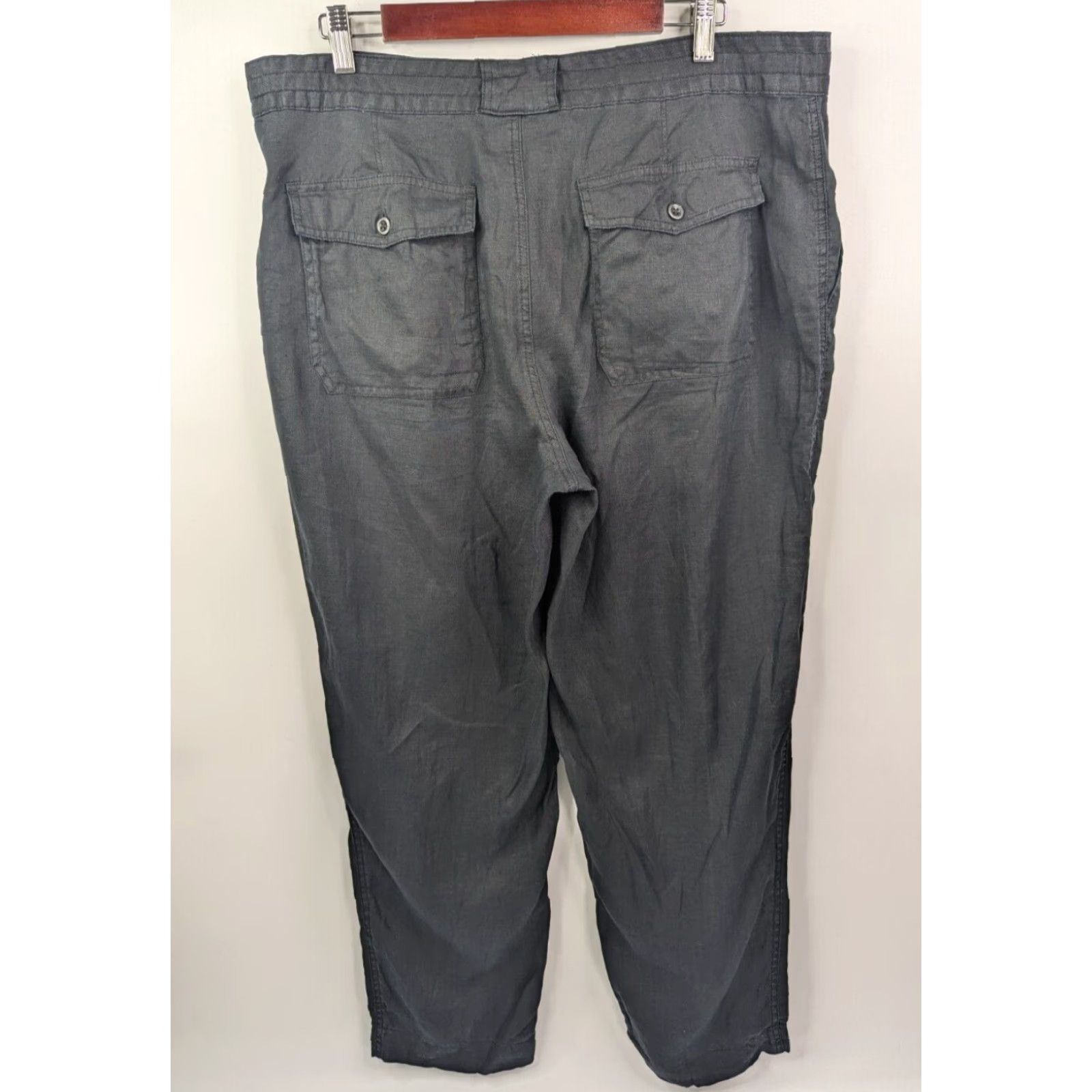 Ralph Lauren Lauren Ralph Lauren Pants Womens Size 16 Black Linen Pockets Tapered Flat Front Lagenlook Size 38" / US 16 / IT 52 - 4 Thumbnail