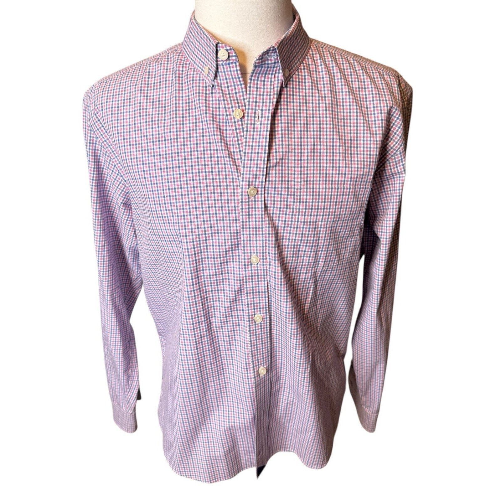 UNTUCKit Untuckit Pink Blue Plaid Shirt Classic Fit Wrinkle Resistant Size US XL / EU 56 / 4 - 1 Thumbnail