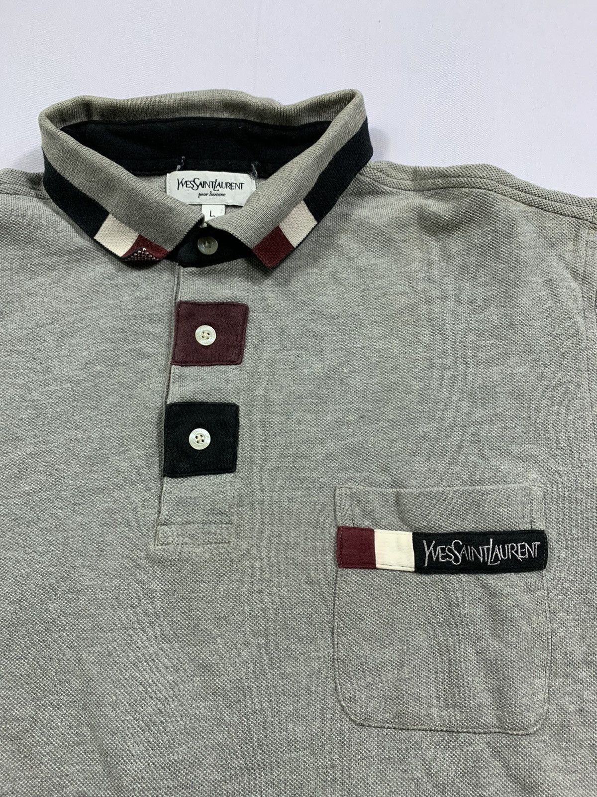 Yves Saint Laurent Vintage Yves Saint Laurent Long Sleeve Polo Shirt Size US L / EU 52-54 / 3 - 3 Thumbnail