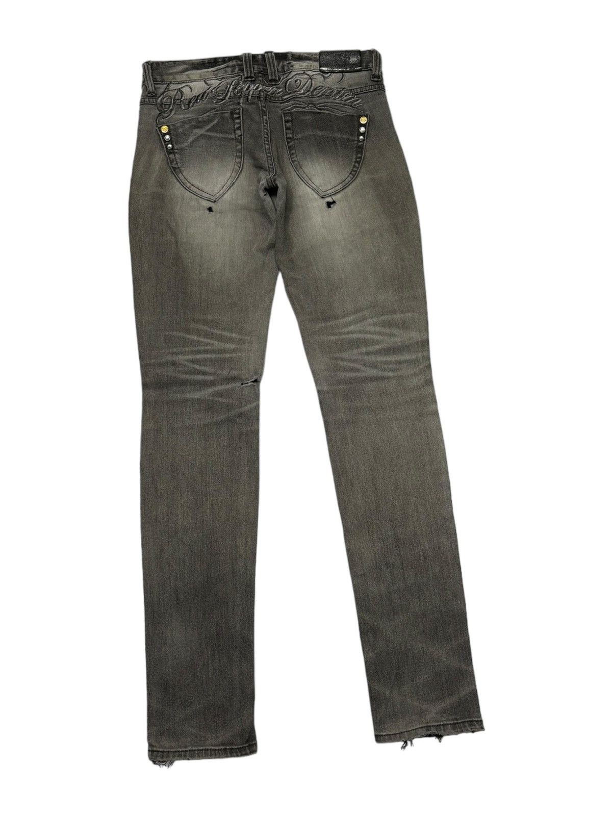 Ed Hardy RED PEPPER JEANS DISTRESS SMOKE BLACK JEANS Size 31" - 4 Thumbnail