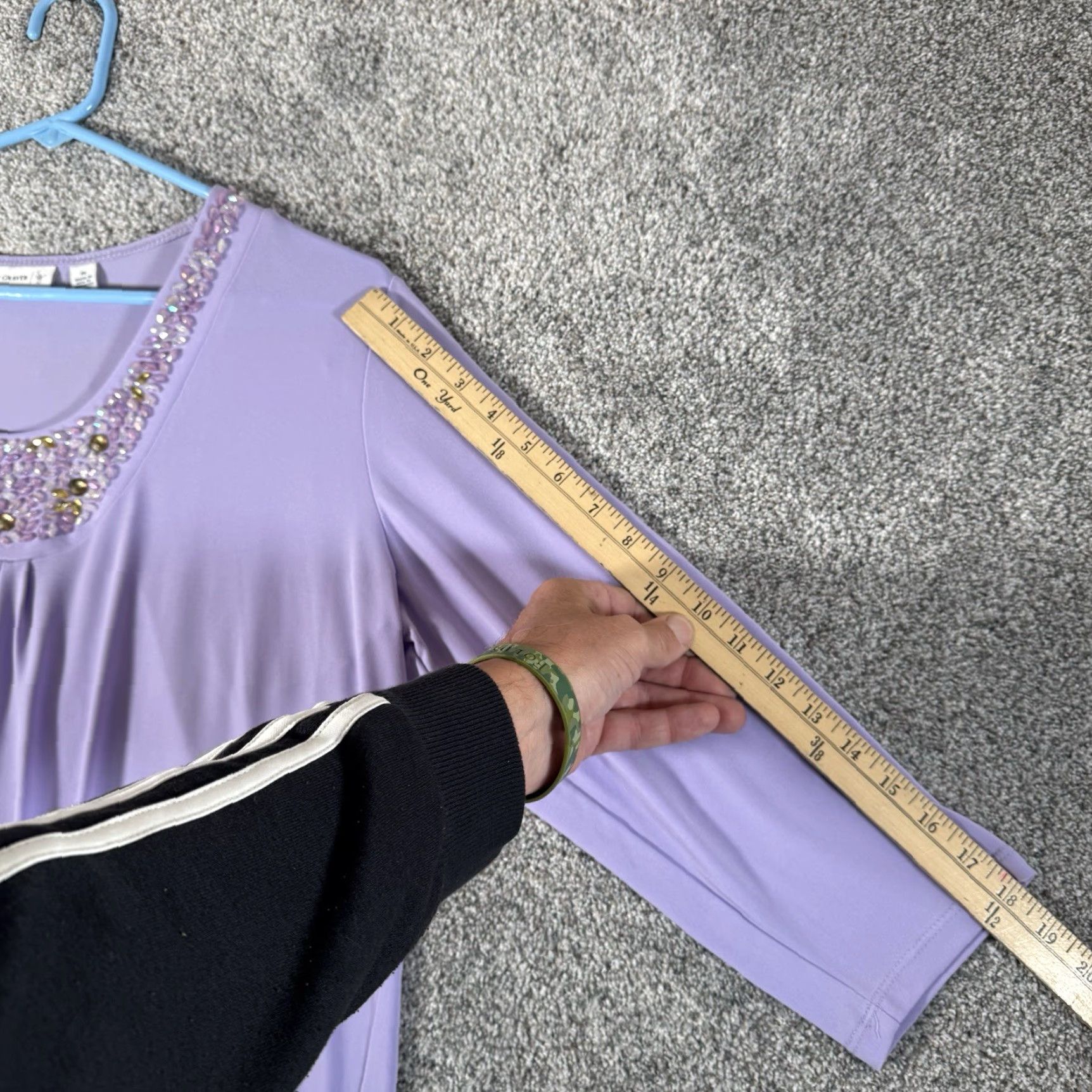 Vintage Susan Graver Blouse M Purple Fairy Romantic Pastel Lavender Jewels Feminine Flow y (note: constraint: no new words; ensure spelling) Size M / US 6-8 / IT 42-44 - 3 Thumbnail