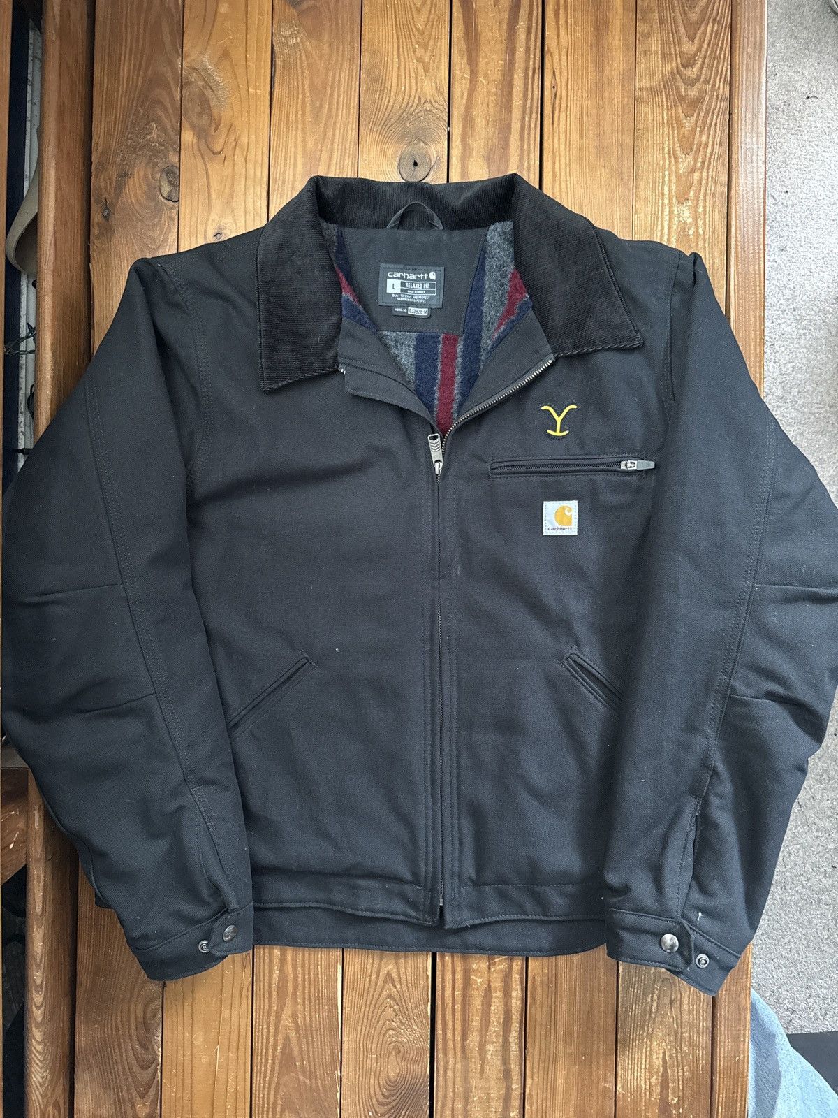 Carhartt × Vintage Carhartt Detroit Blanket Lined Black Jacket Size US L / EU 52-54 / 3 - 1 Thumbnail