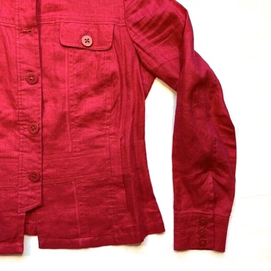 Coldwater Creek Coldwater Creek Jacket Womens 6 100% Linen Button Front Long Sleeve Pockets Pink Size M / US 6-8 / IT 42-44 - 5 Thumbnail