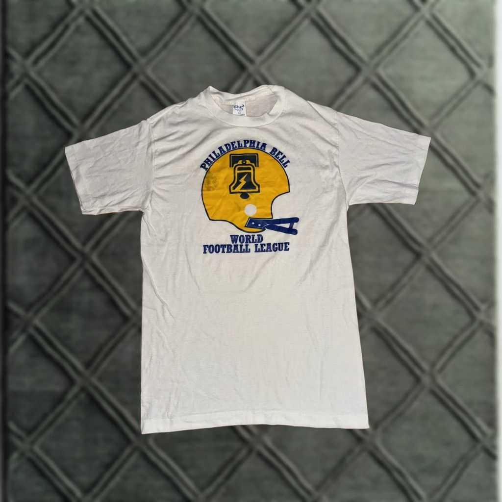 Anvil VINTAGE WFL Philadelphia Bell PA T-Shirt Size L World Football League 1970s 70s Rare White Mens Size US L / EU 52-54 / 3 - 1 Thumbnail
