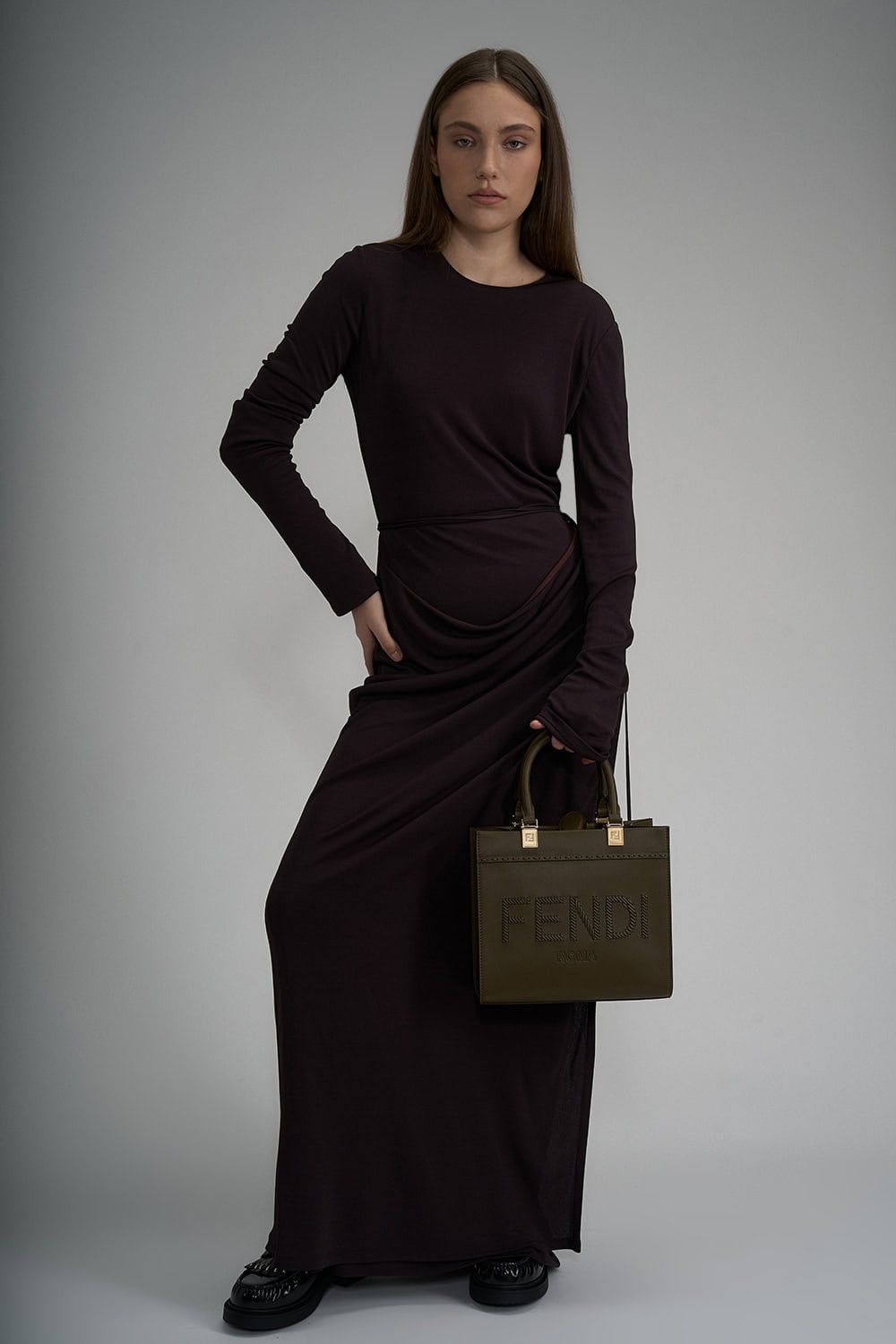 Fendi o1loc1c0426 Dress in Dark Purple Size M / US 6-8 / IT 42-44 - 5 Thumbnail