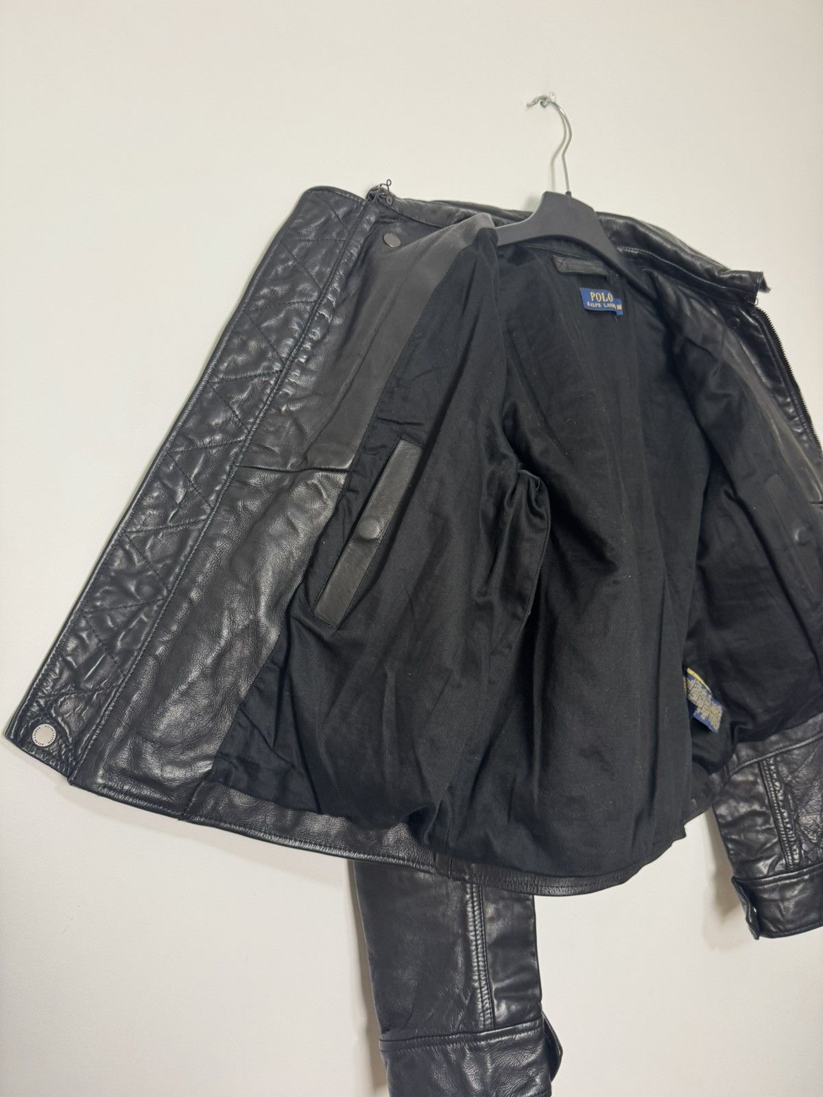 Polo Ralph Lauren × Ralph Lauren Polo Ralph Lauren Leather bomber jacket Moto Racing Biker Size M / US 6-8 / IT 42-44 - 14 Thumbnail