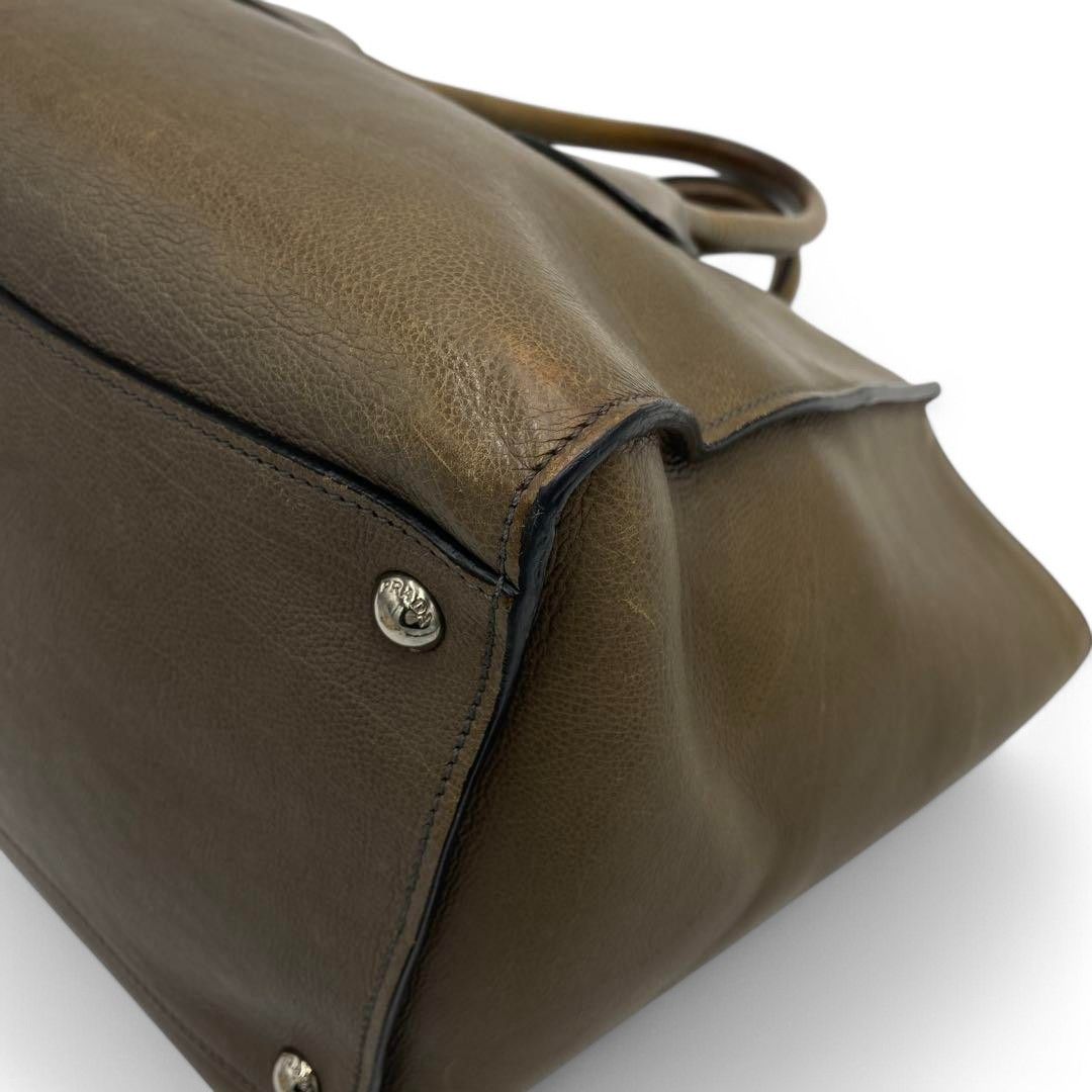Prada Prada - Saffiano Calf Brown Leather Handbag Triangle Plate Size ONE SIZE - 6 Thumbnail