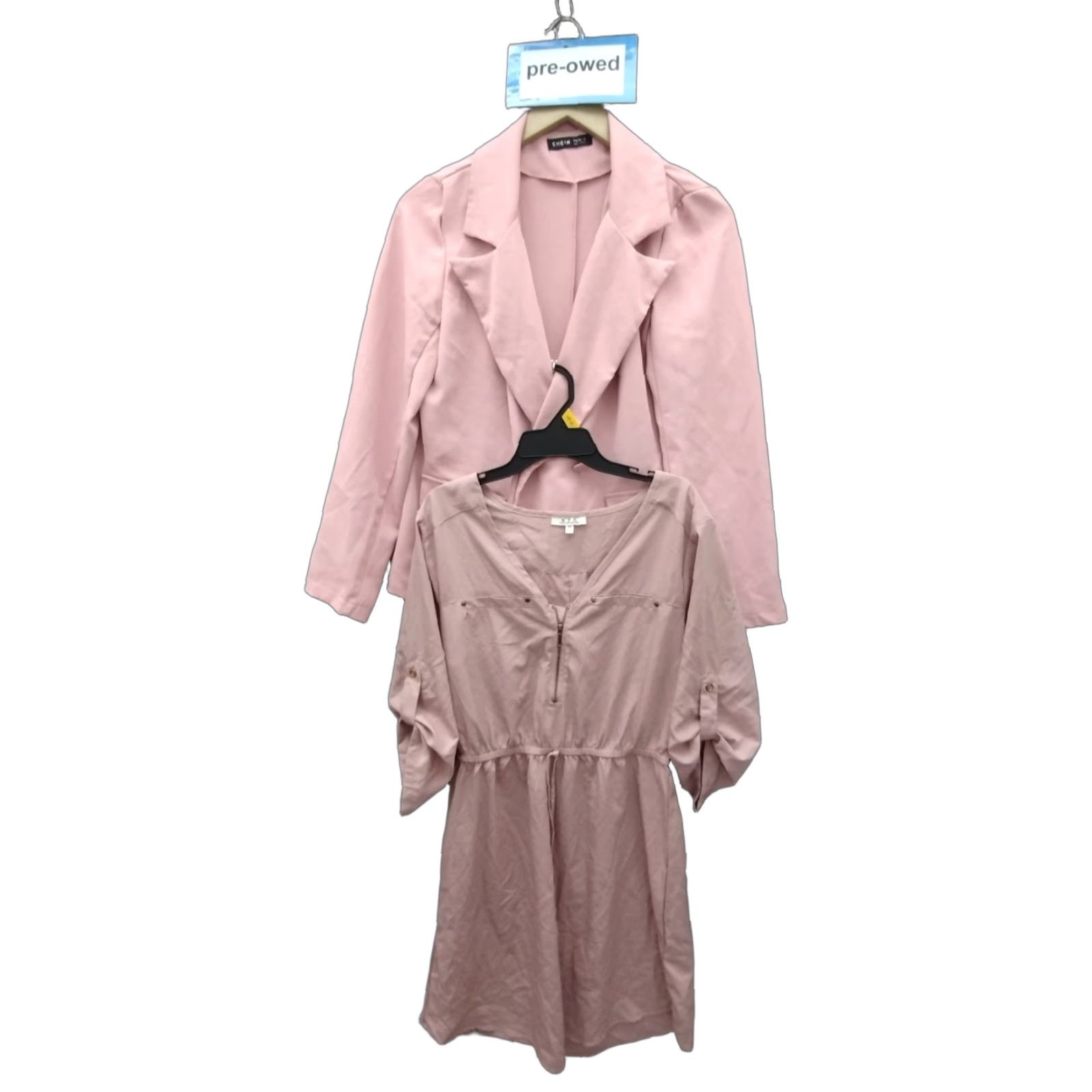 Shein Shein + MPH Collection Blazer Dress Set Pink M V-Neck Zip - 2 Piece Outfit Women Size M / US 6-8 / IT 42-44 - 1 Thumbnail