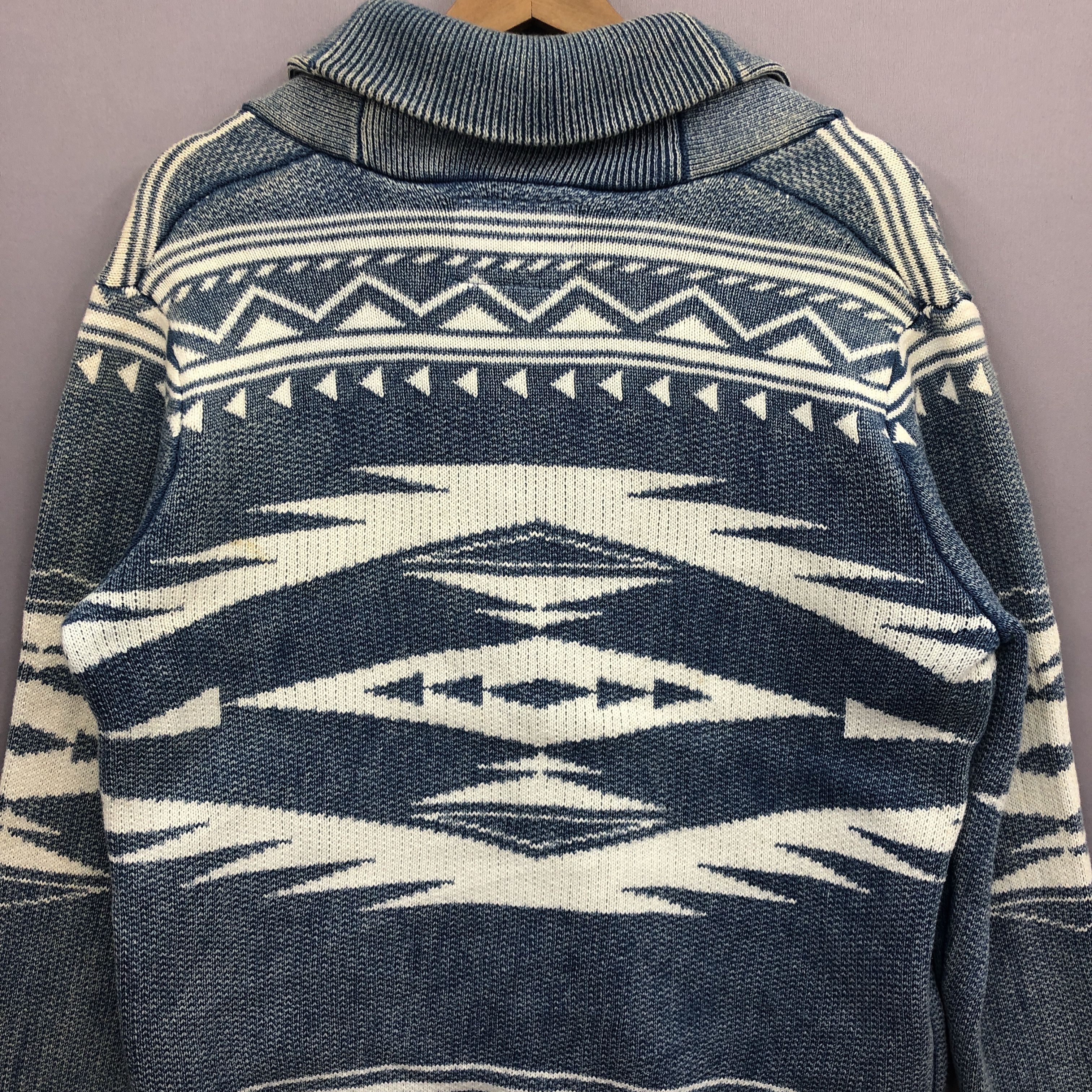 Japanese Brand Aztec Navajo Pattern Cardigan Knit Sweater Sweatshirt Size US M / EU 48-50 / 2 - 4 Thumbnail