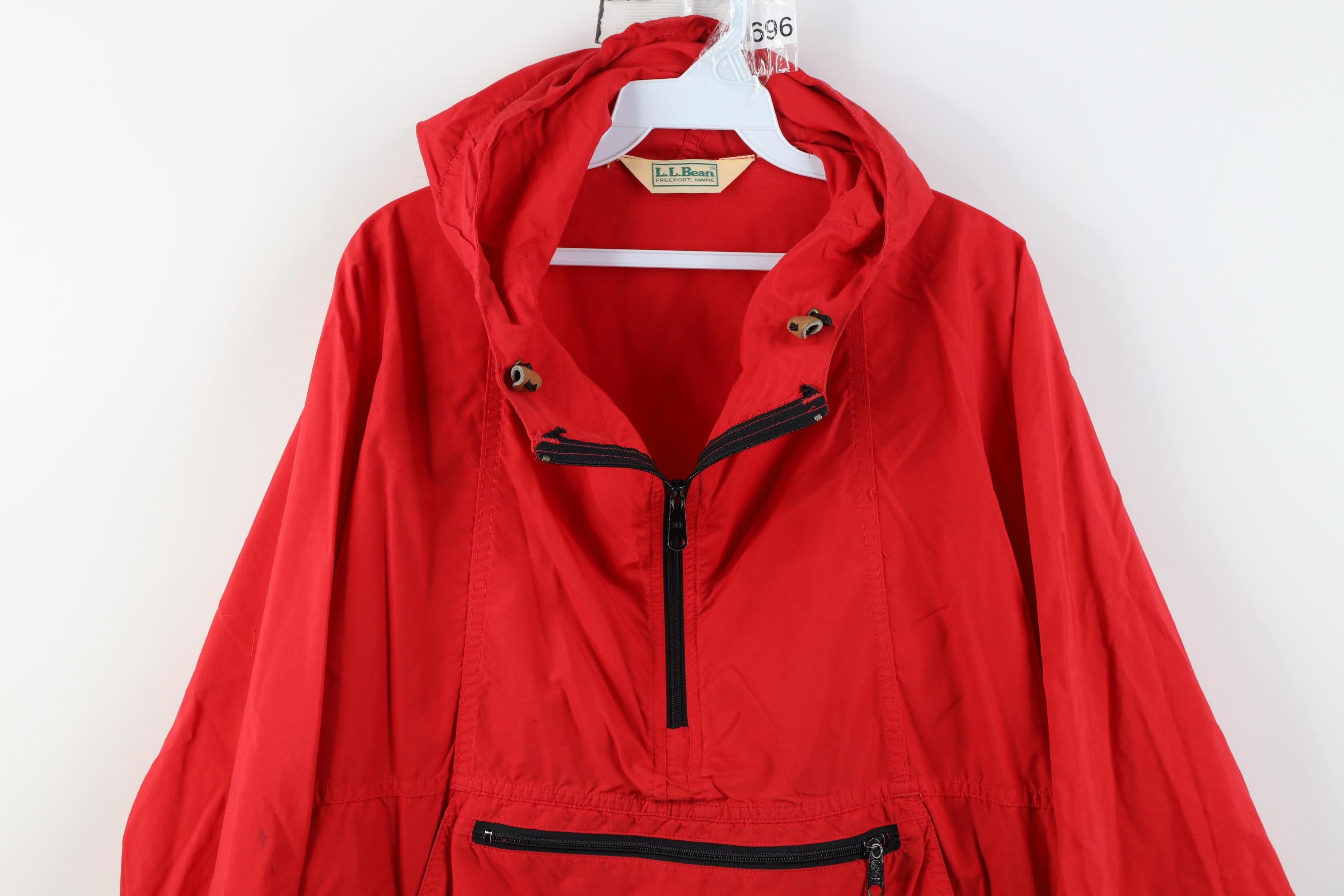 L.L. Bean Vintage 90s LL Bean Hooded Anorak Windbreaker Jacket Red USA Size US XXL / EU 58 / 5 - 2 Thumbnail