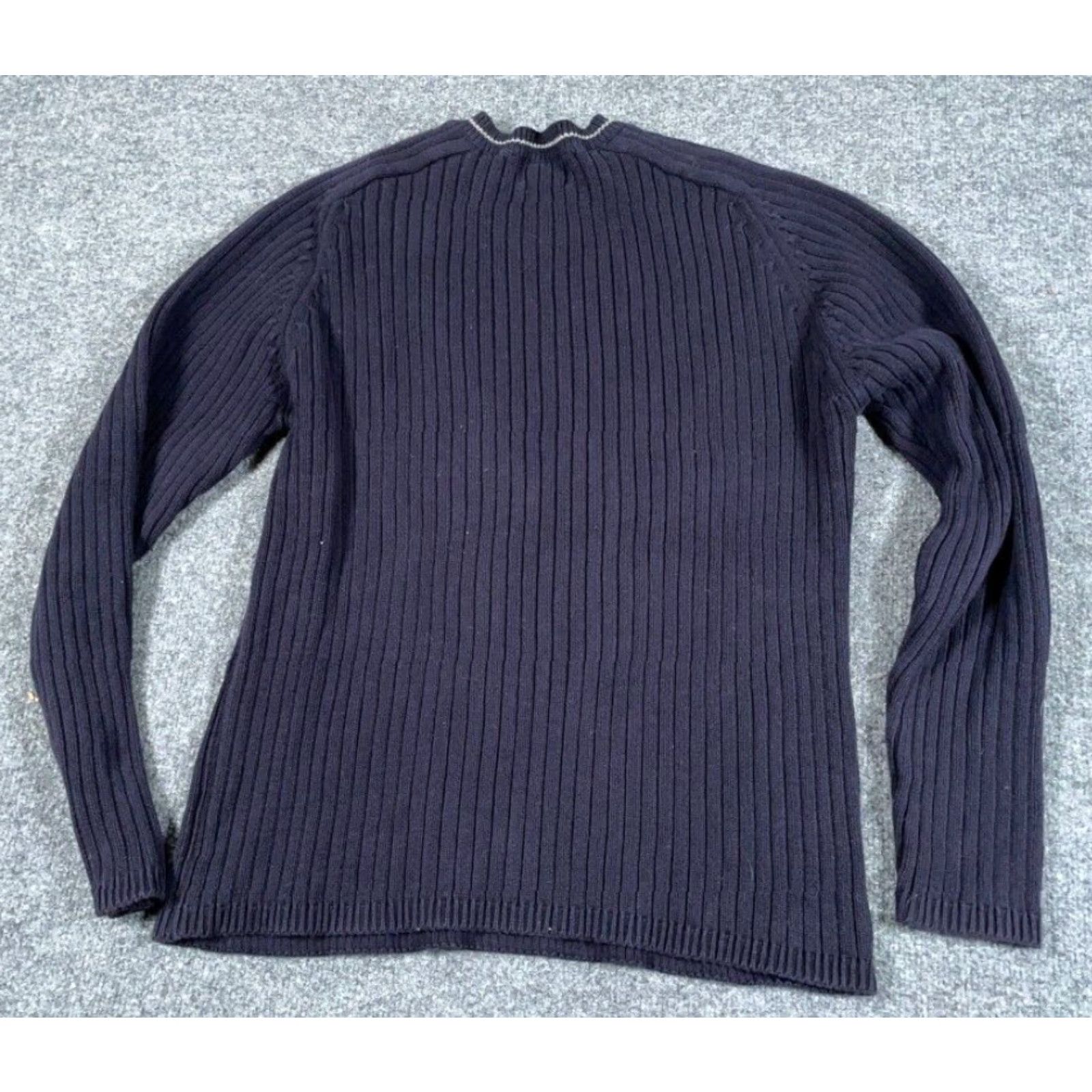 Vintage VINTAGE Sonoma Chunky-Knit Sweater Women's XL Dark Blue Ribbed V-Neck Punk Retro Hipster Size XL / US 12-14 / IT 48-50 - 2 Thumbnail