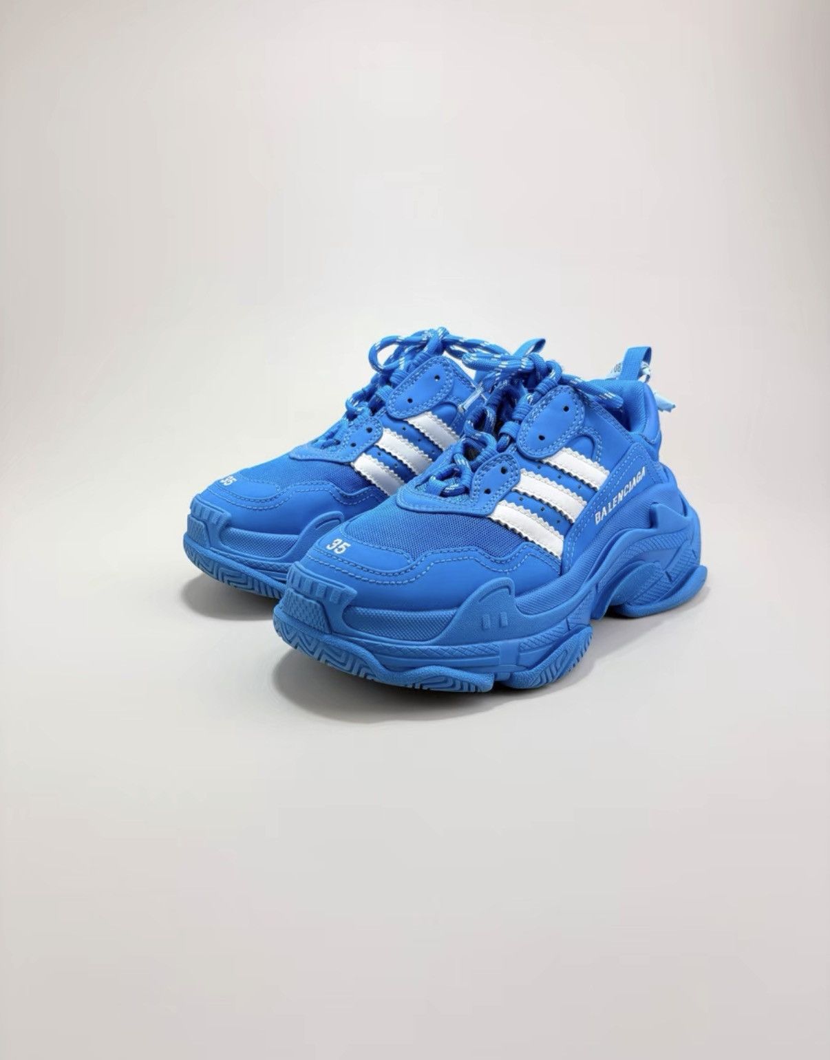 Balenciaga BALENCIAGA × adidas TRIPLE S Blue Dad Sneakers K1 Size US 5 / IT 35 - 1 Thumbnail