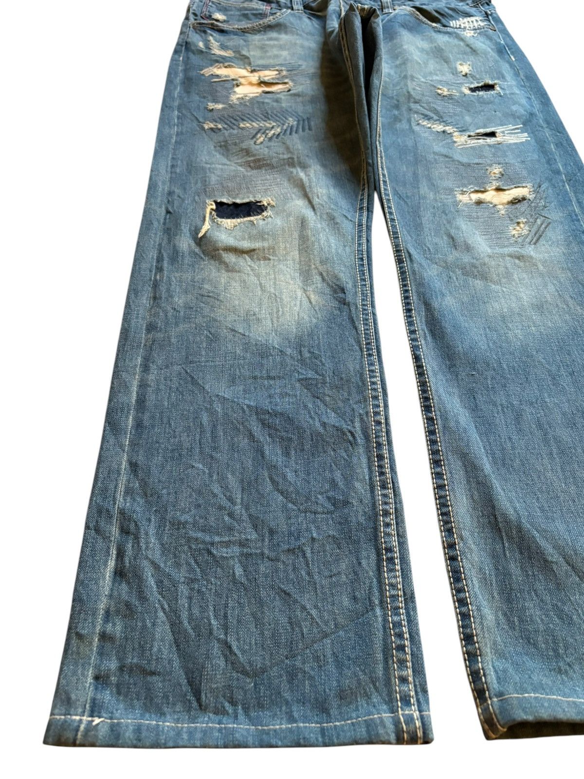 Japanese Brand Vintage Japanese Brand Patches Faded Wash Loose Jeans Size US 37 - 6 Thumbnail
