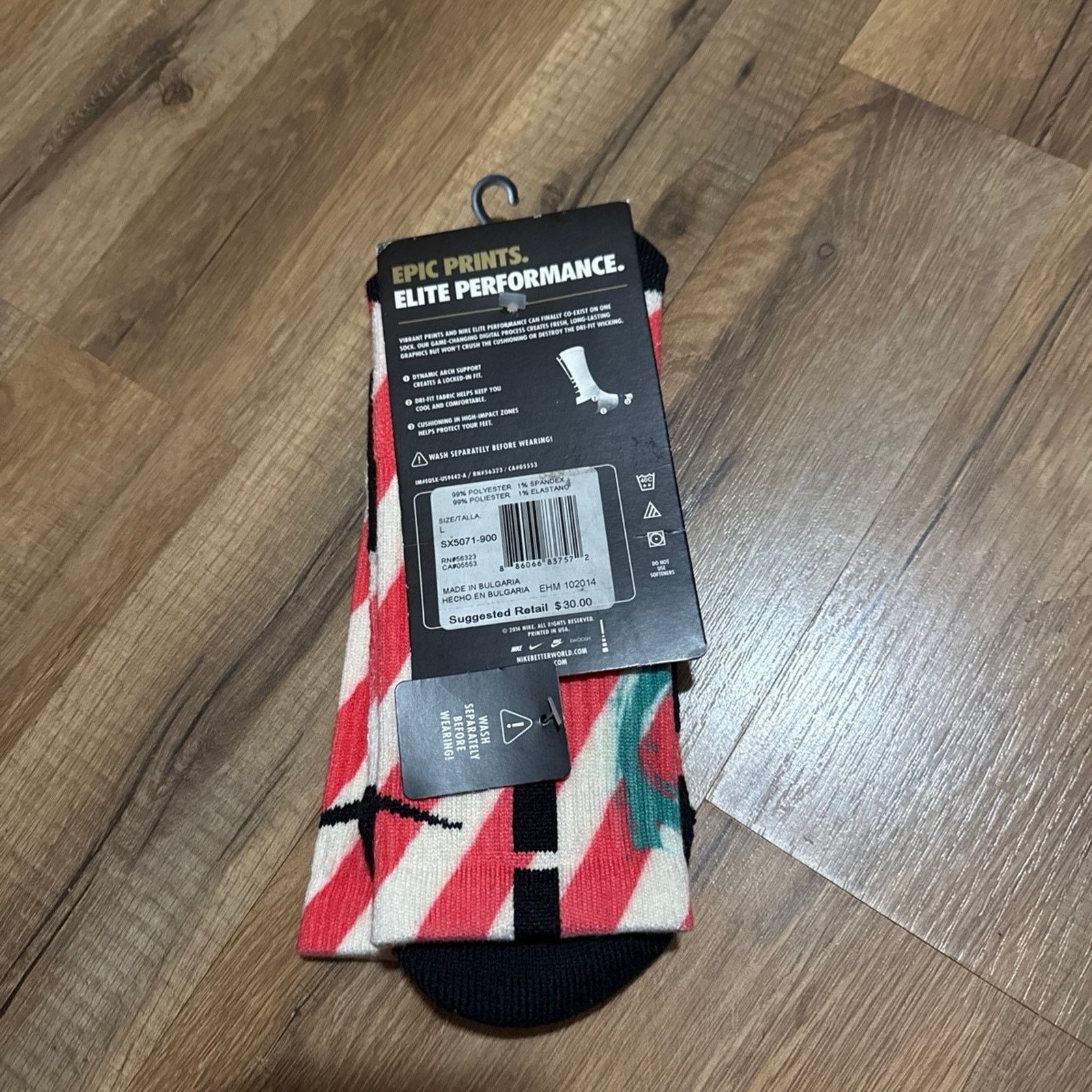 Nike 2014 Nike Digital Print KD Elite Basketball Crew Socks Size ONE SIZE - 3 Thumbnail