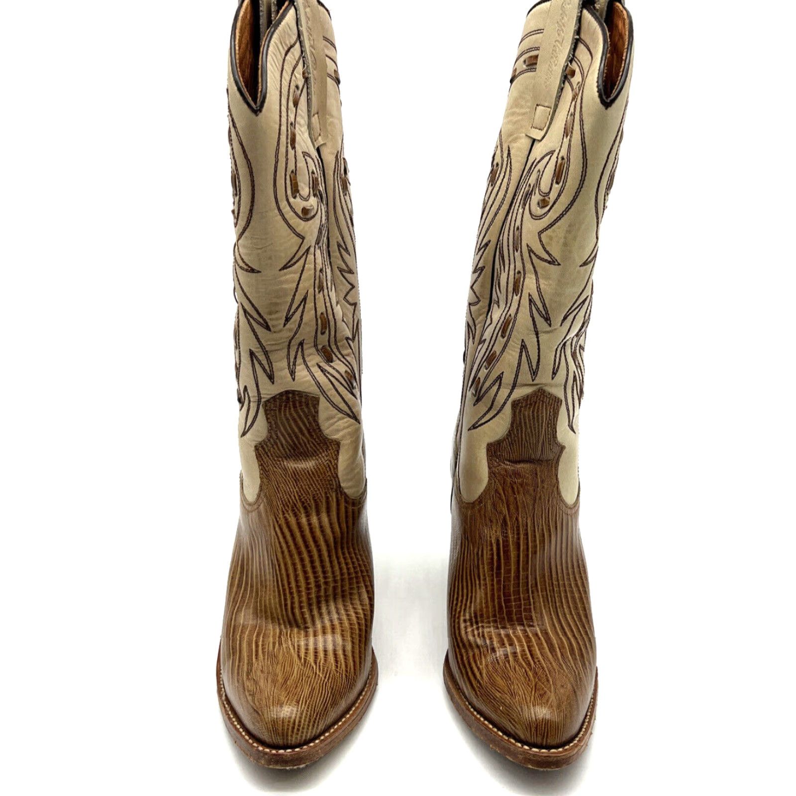 Valentino Rodolfo Valentino By Sancho Womens Boots 5.5 M Leather Western Cowgirl Cowboy Brown Embroidered Size US 6 / IT 36 - 3 Thumbnail