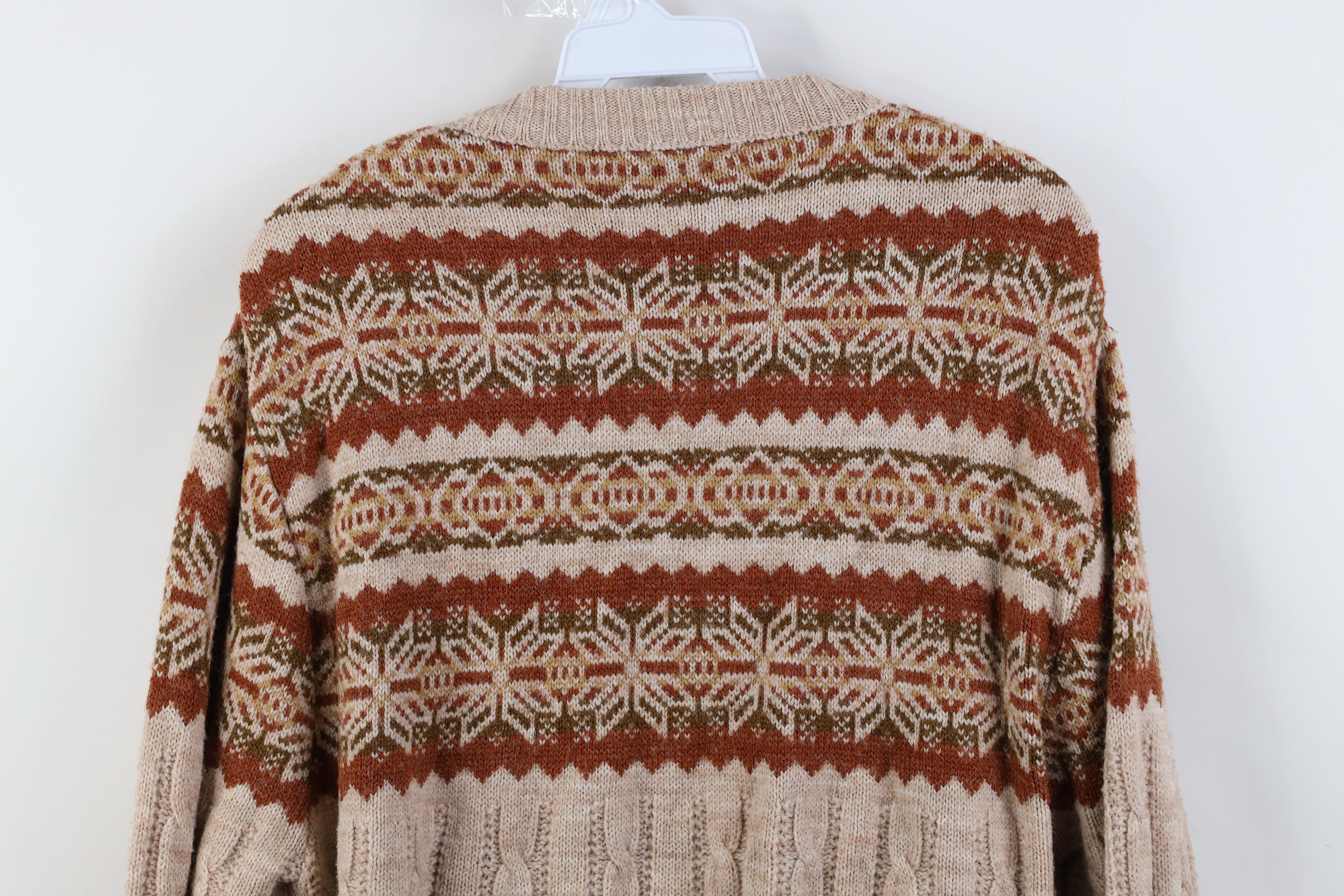 Vintage Vintage 70s Streetwear Fair Isle Ribbed Cable Knit Sweater Size US L / EU 52-54 / 3 - 10 Thumbnail