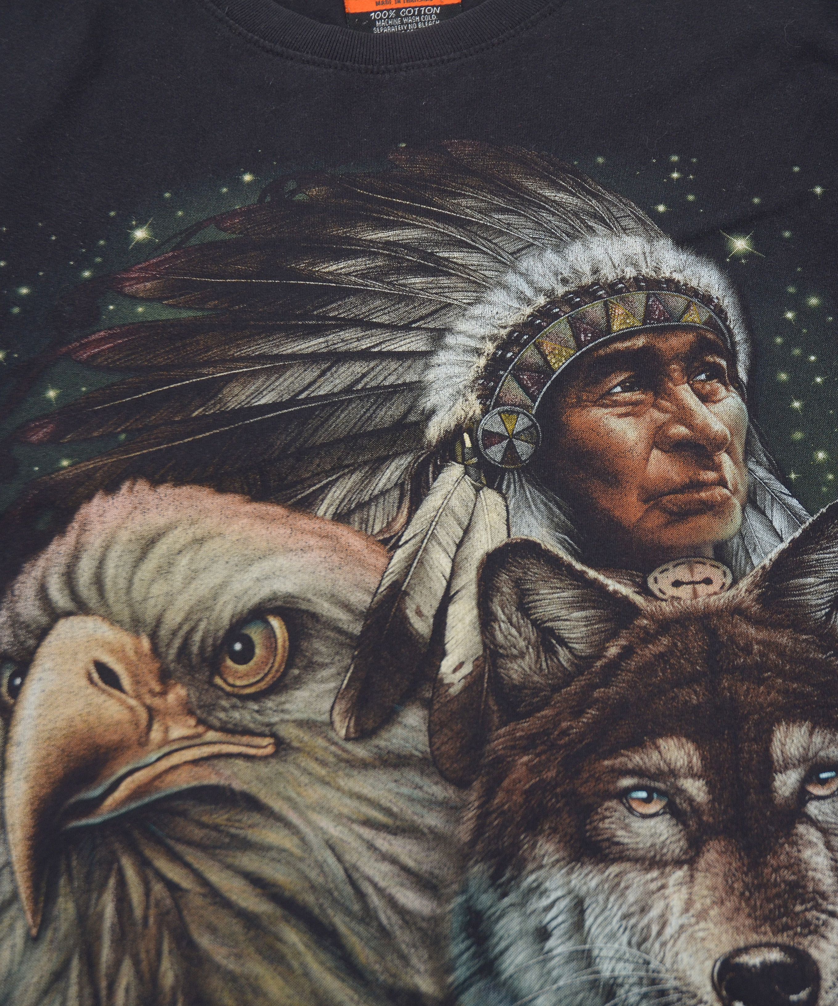 Vintage Vintage Rock Eagle Wild Indian Chief Wolves American heavy Size US XL / EU 56 / 4 - 6 Thumbnail