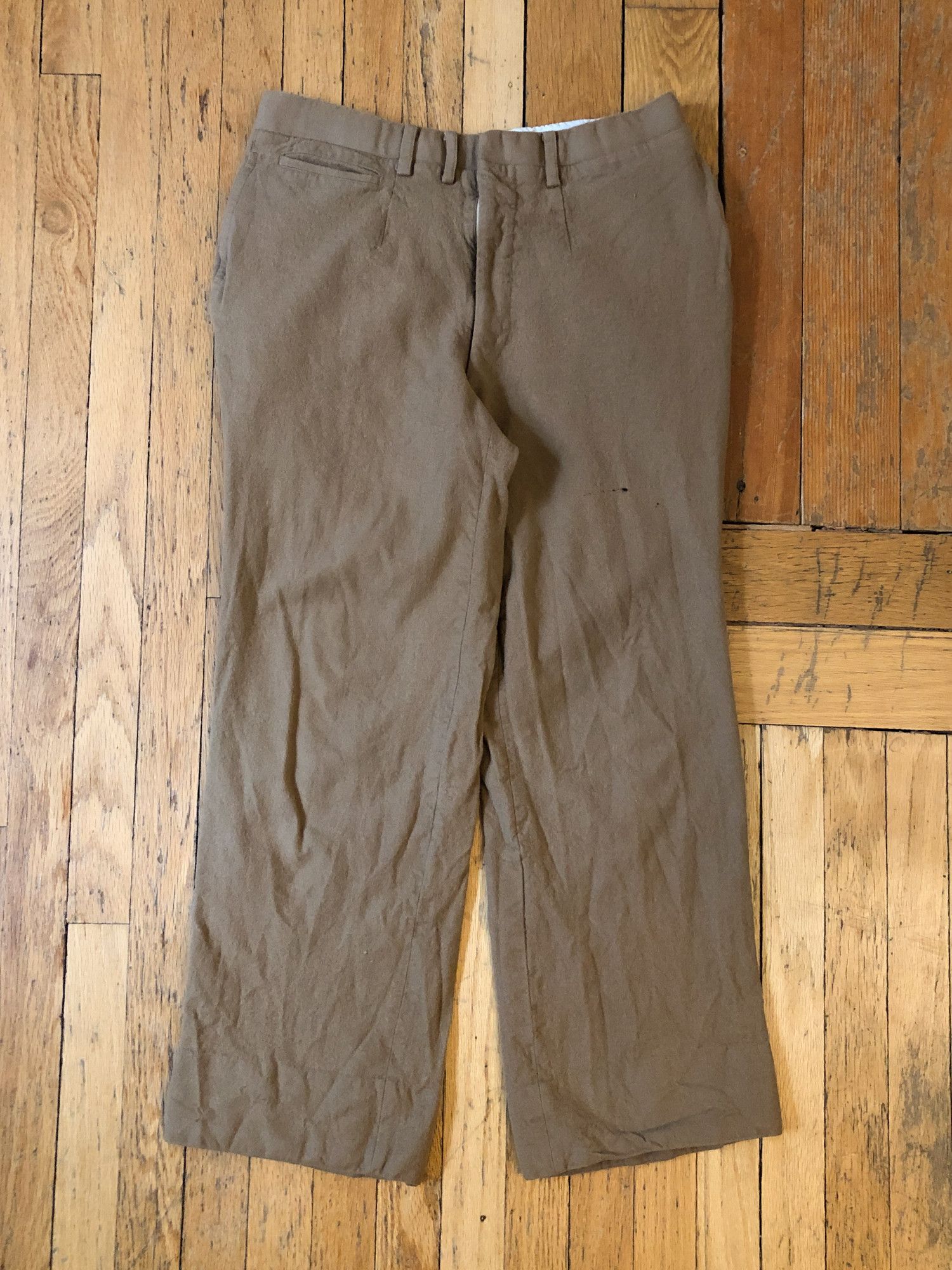 Vintage 70s Tan Casual Pants with Hidden Pockets Size US 27 - 1 Thumbnail