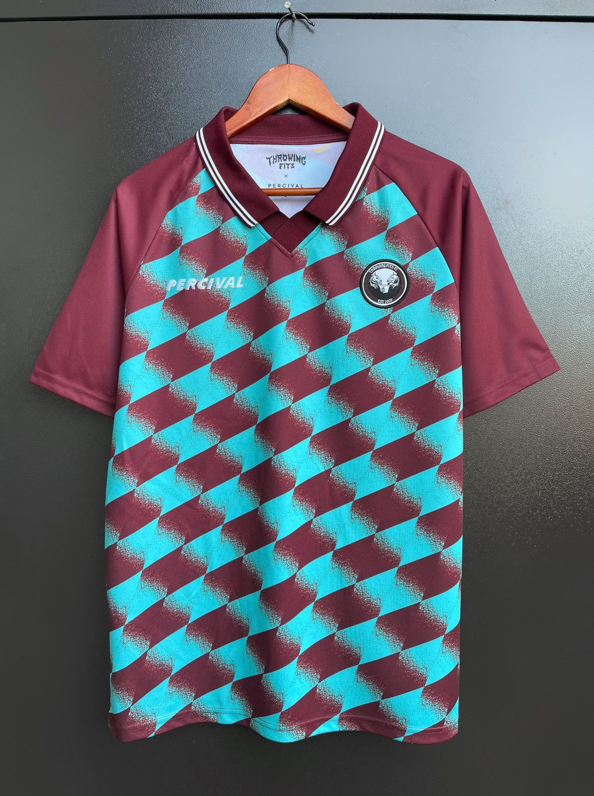 Throwing Fits Percival x Throwing Fits Football Shirt Jersey Burgundy Teal Size US L / EU 52-54 / 3 - 1 Thumbnail