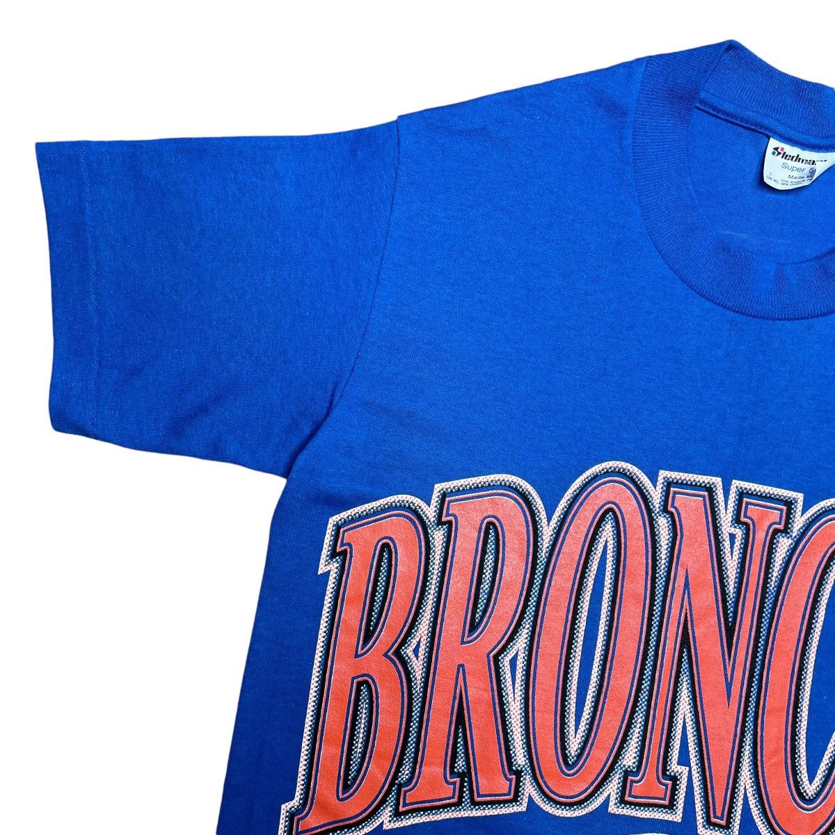 NFL × Vintage Vtg 1993 NFL Denver Broncos Spell Out 3D Logo Football Tee Size US S / EU 44-46 / 1 - 4 Thumbnail