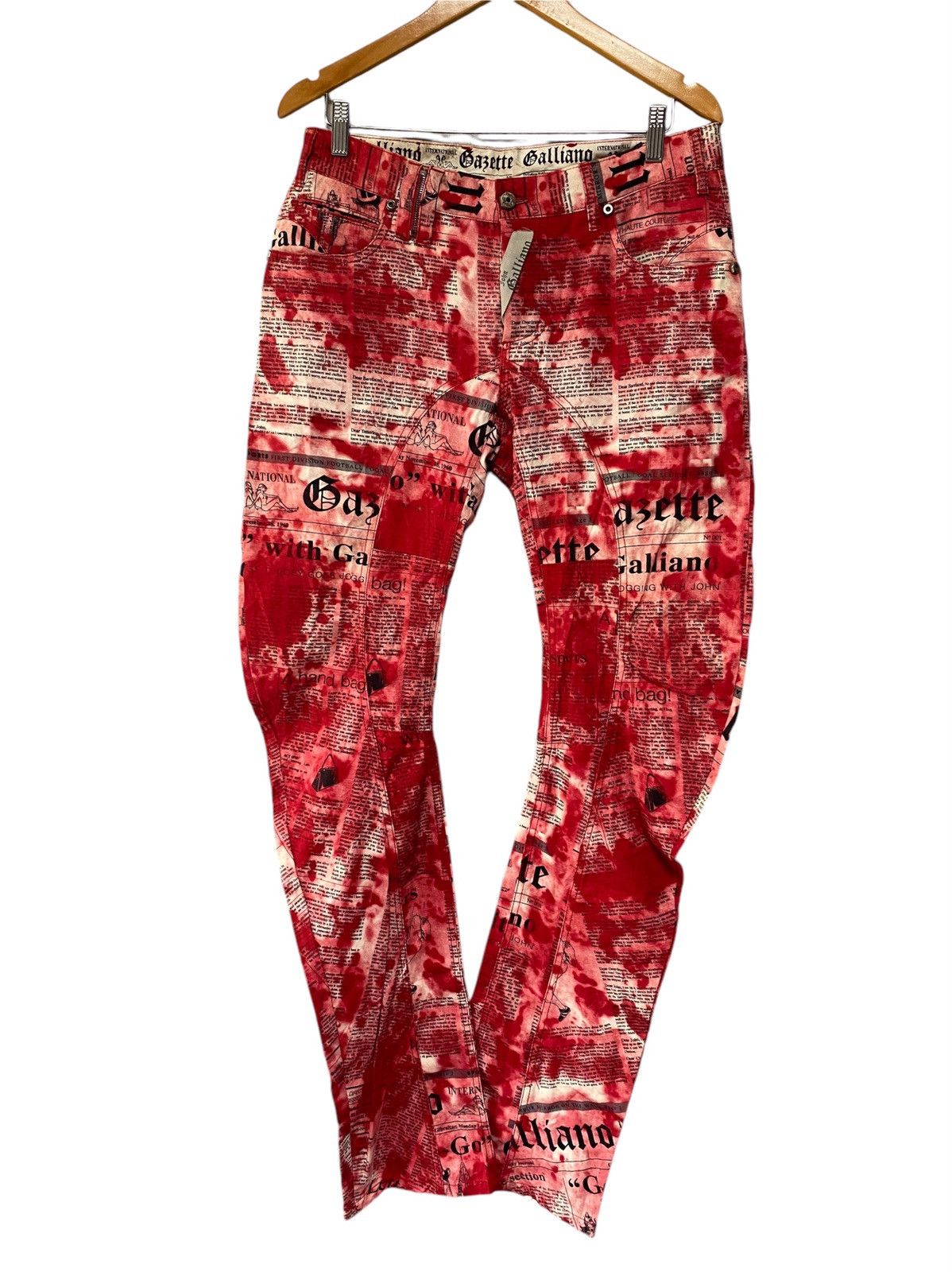 John Galliano Archive John Galliano news papper fullprint pants