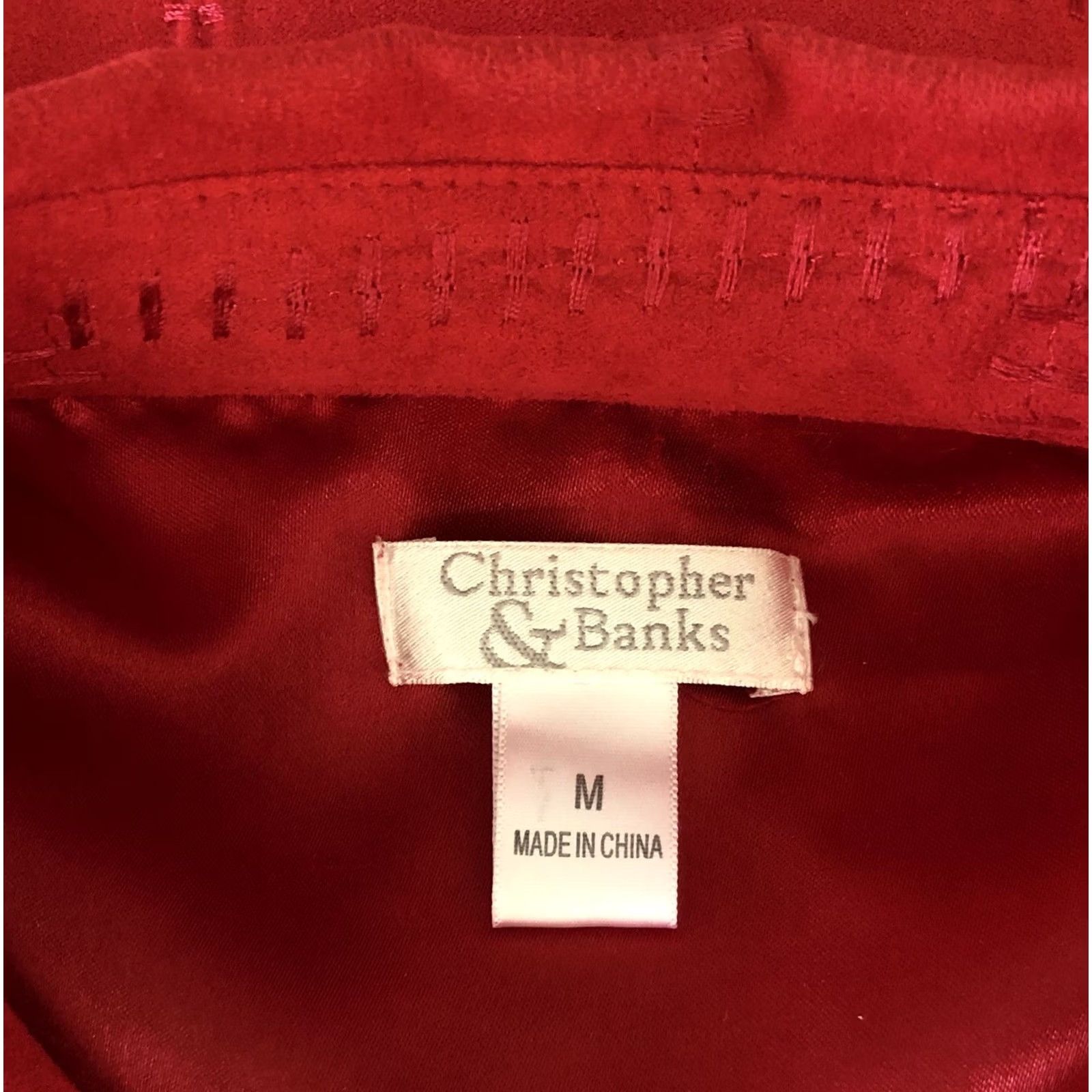 Vintage Christopher & Banks Red Jacket M Patchwork Stitching Buttonup Longsleeve Faux Suede Glam Punk Women Size M / US 6-8 / IT 42-44 - 4 Thumbnail