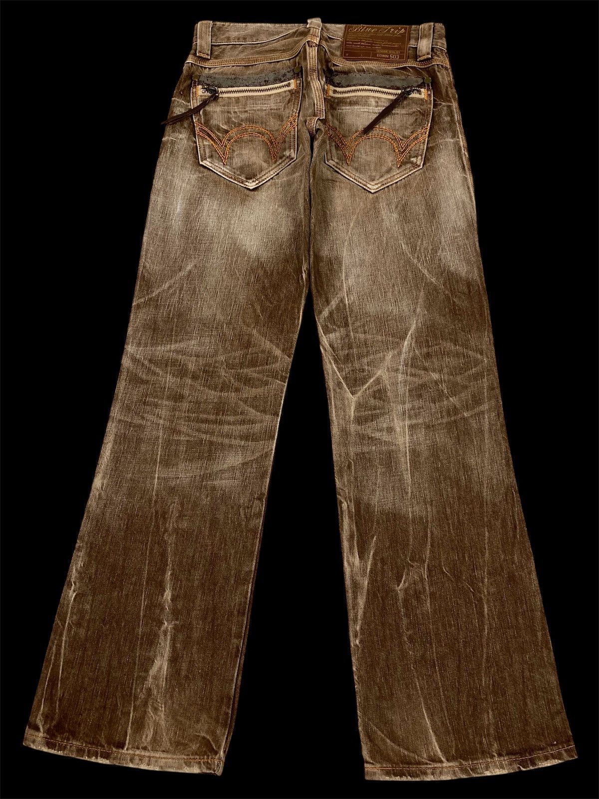Hysteric Glamour VERY RARE❗️VTG EDWIN BLUE TRIP CRAZY FADED BROWN FLARE JEANS Size US 30 / EU 46 - 6 Thumbnail