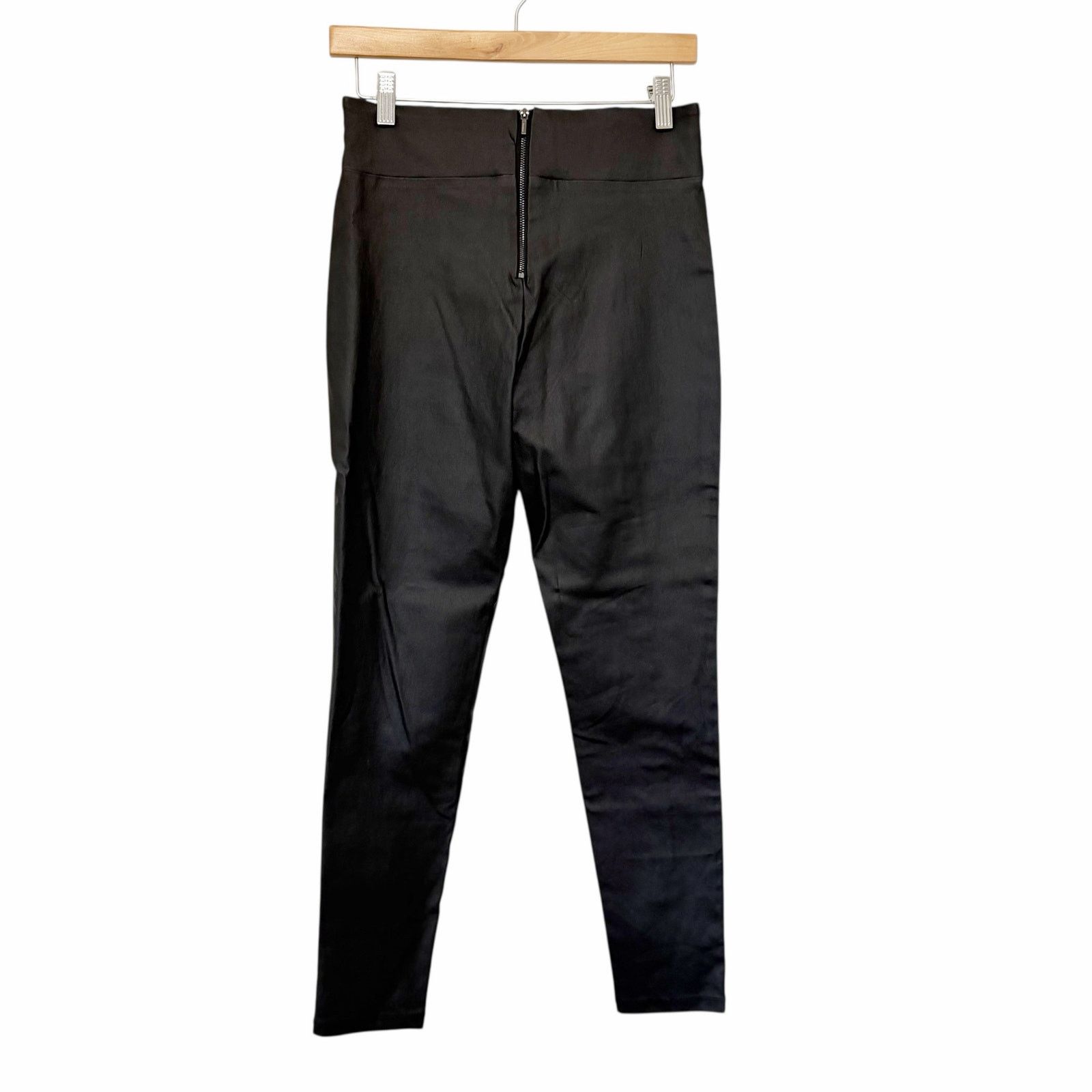 Bebe Bebe Black Faux Leather Front Slit Belted Leggings Pants S Size 27" / US 4 / IT 40 - 3 Thumbnail