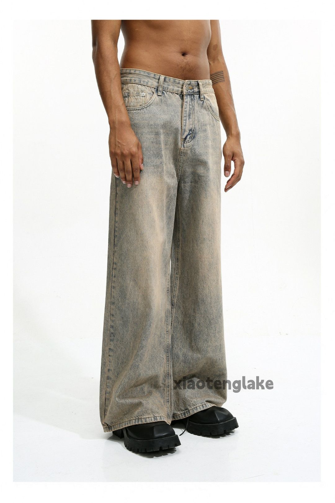 Jean × Vintage washed faded loose baggy yuppie flared bootcut jeans Size US 30 / EU 46 - 1 Thumbnail