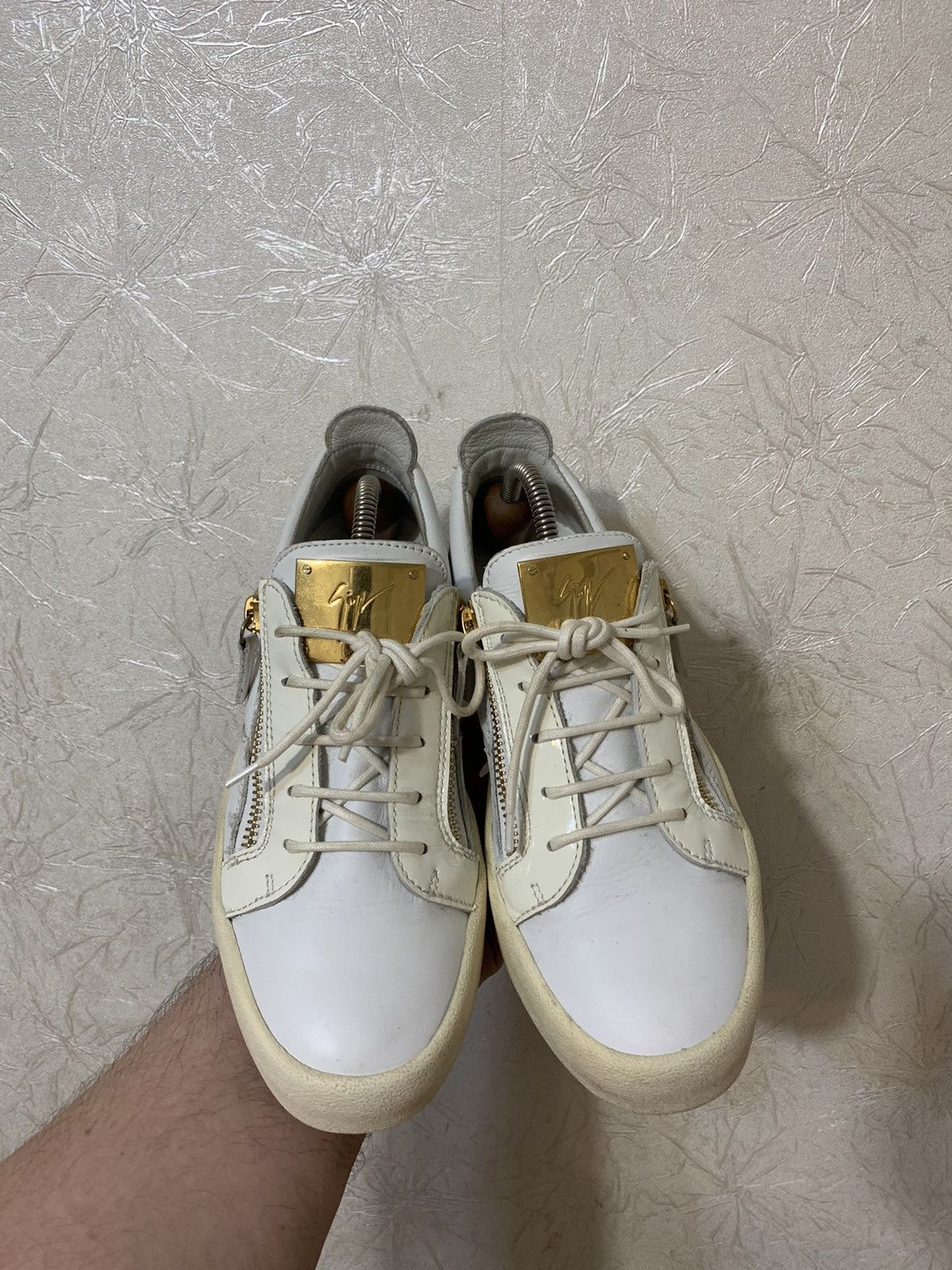 Giuseppe Zanotti Giuseppe Zanotti White Double Zip Low Top Sneakers Size US 8 / EU 41 - 4 Thumbnail