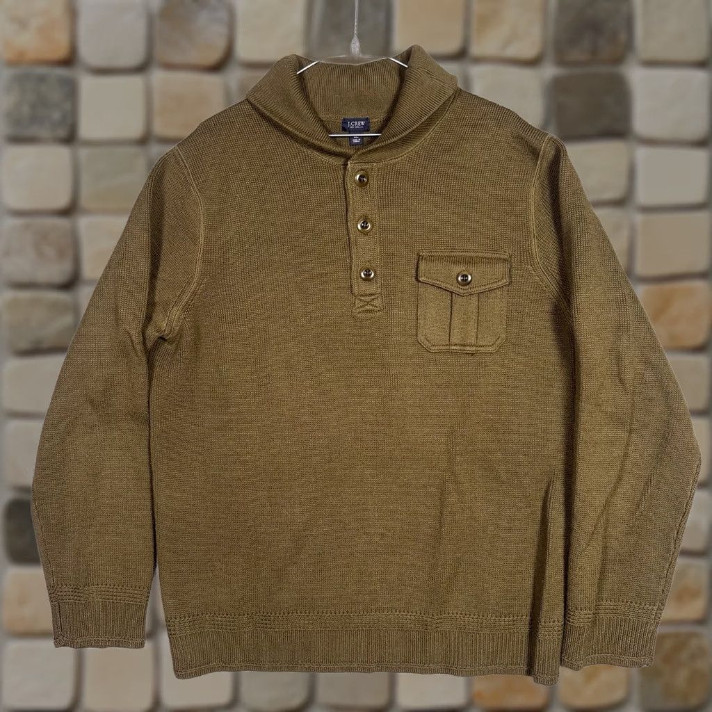 J.Crew J.CREW Sweater Mens XL Wool Shawl Neck Jumper Military Drab Army Henley Pullover Shirt? Size US XL / EU 56 / 4 - 1 Thumbnail