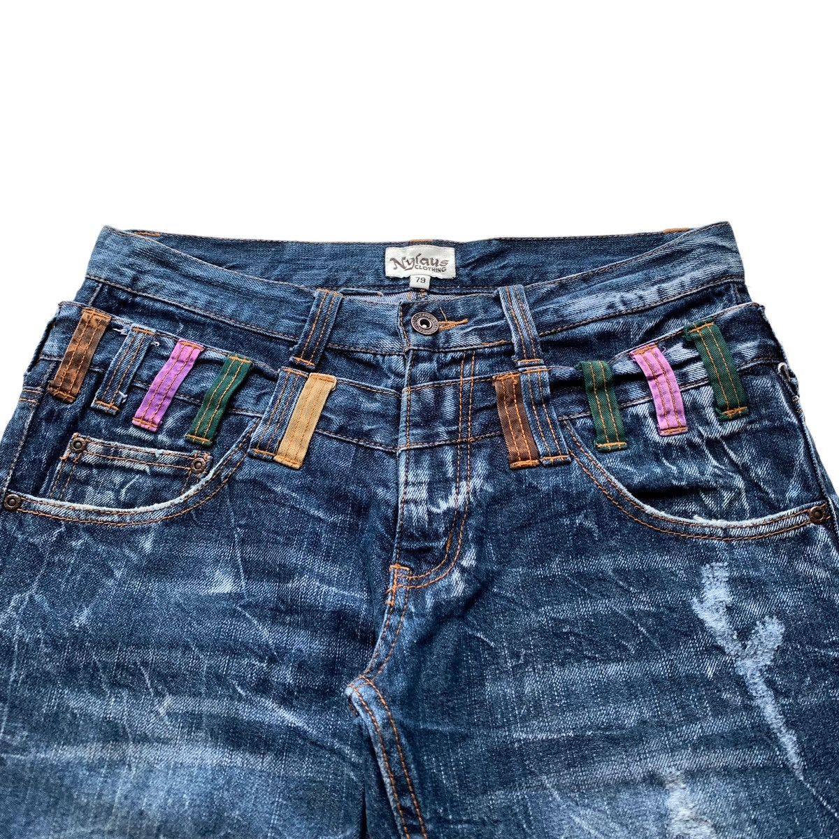 Japanese Brand Rare Japanese Brand Nylaus Double Waist Distressed Jeans Size US 30 / EU 46 - 4 Thumbnail