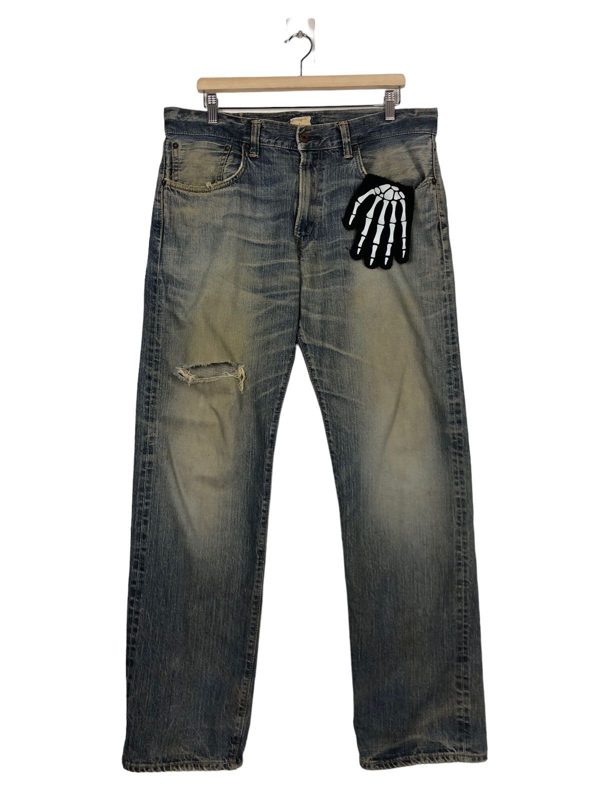 Japanese Brand 🔥90’s Distressed Denim Jeans Edwin Lot 505 Made in Japan Size US 38 / EU 54 - 1 Thumbnail