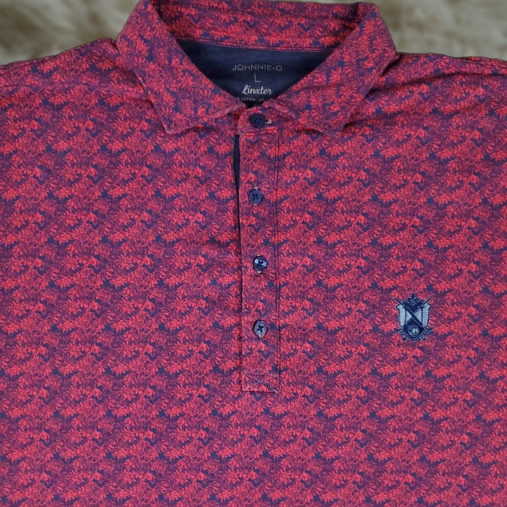 johnnie-O johnnie-O Polo Shirt Mens Size Large Pink Blue Geometric Golf Short Sleeve Size US L / EU 52-54 / 3 - 1 Thumbnail