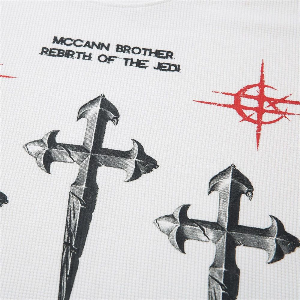 Japanese Brand Men's casual loose round neck cross print long sleeves Size US M / EU 48-50 / 2 - 3 Thumbnail