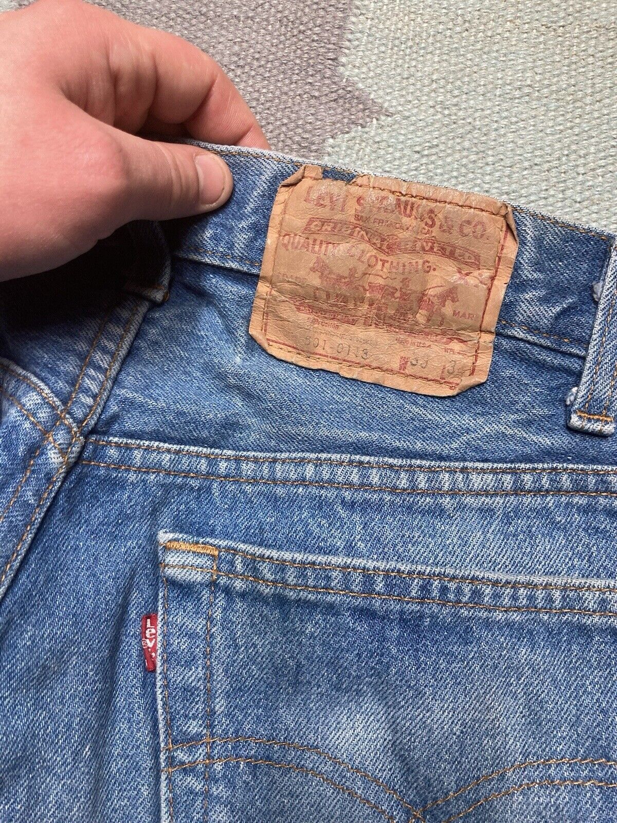 Levi's × Vintage Vtg Levi’s 501 jeans button fly straight leg USA faded 32x33 Size US 32 / EU 48 - 5 Thumbnail