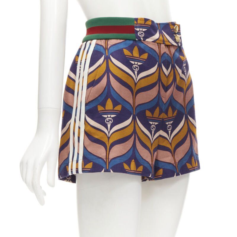 Gucci GUCCI ADIDAS 2022 Trefoil logo print web waist 3-striped shorts IT38 XS Size 26" / US 2 / IT 38 - 1 Thumbnail