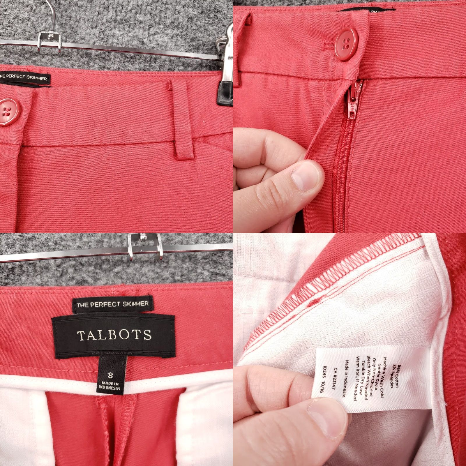 Talbots Talbots Pants Womens 8 Red Flat Front Skimmer Mid Rise Button Hem Pockets Stretch Casual Formal Business 8 Womens Red Skimmer Pants Size 30" / US 8 / IT 44 - 8 Thumbnail