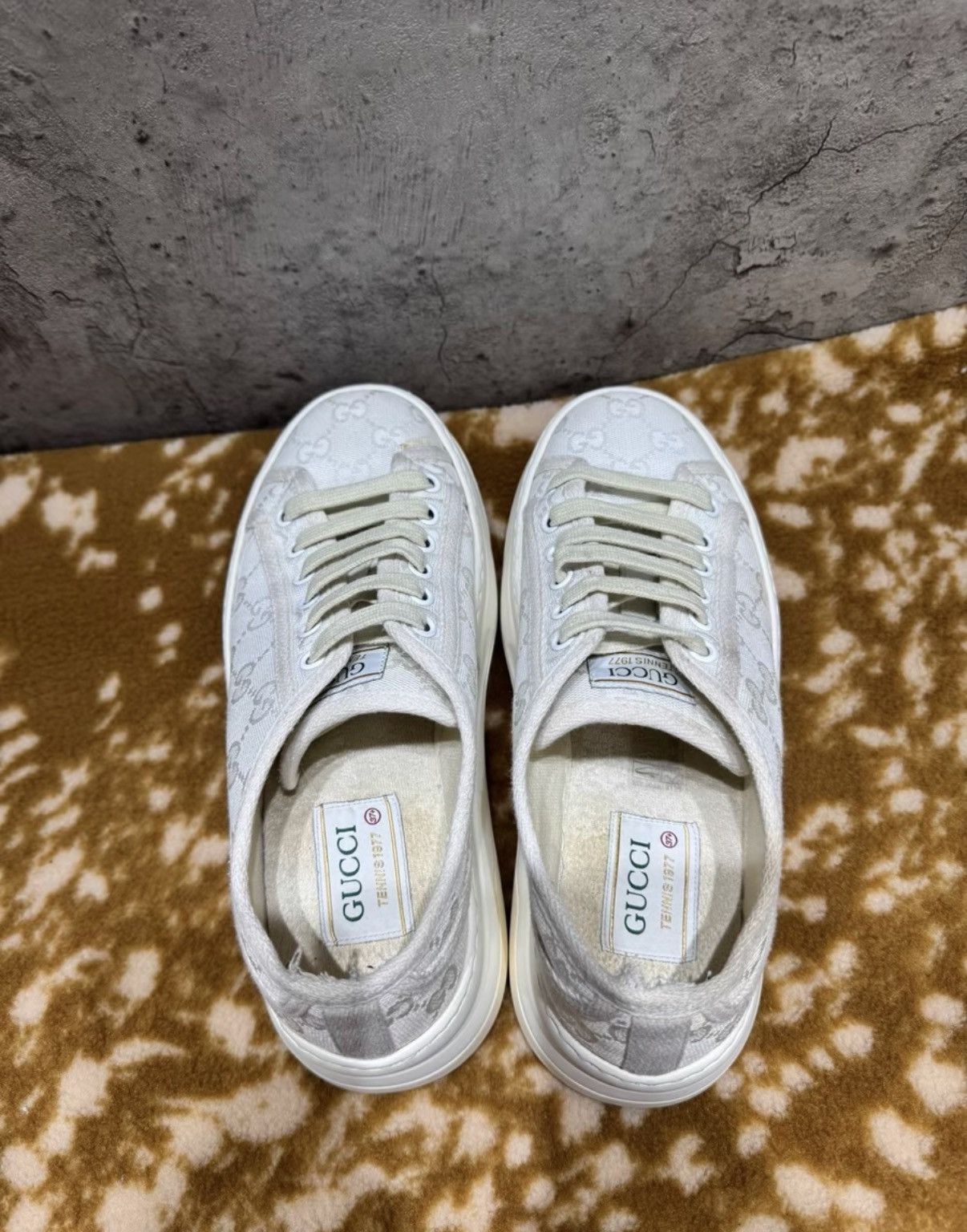 Gucci Gucci Low Top Monogram Embroidery Platform Sneakers K37 Size US 7.5 / IT 37.5 - 2 Thumbnail