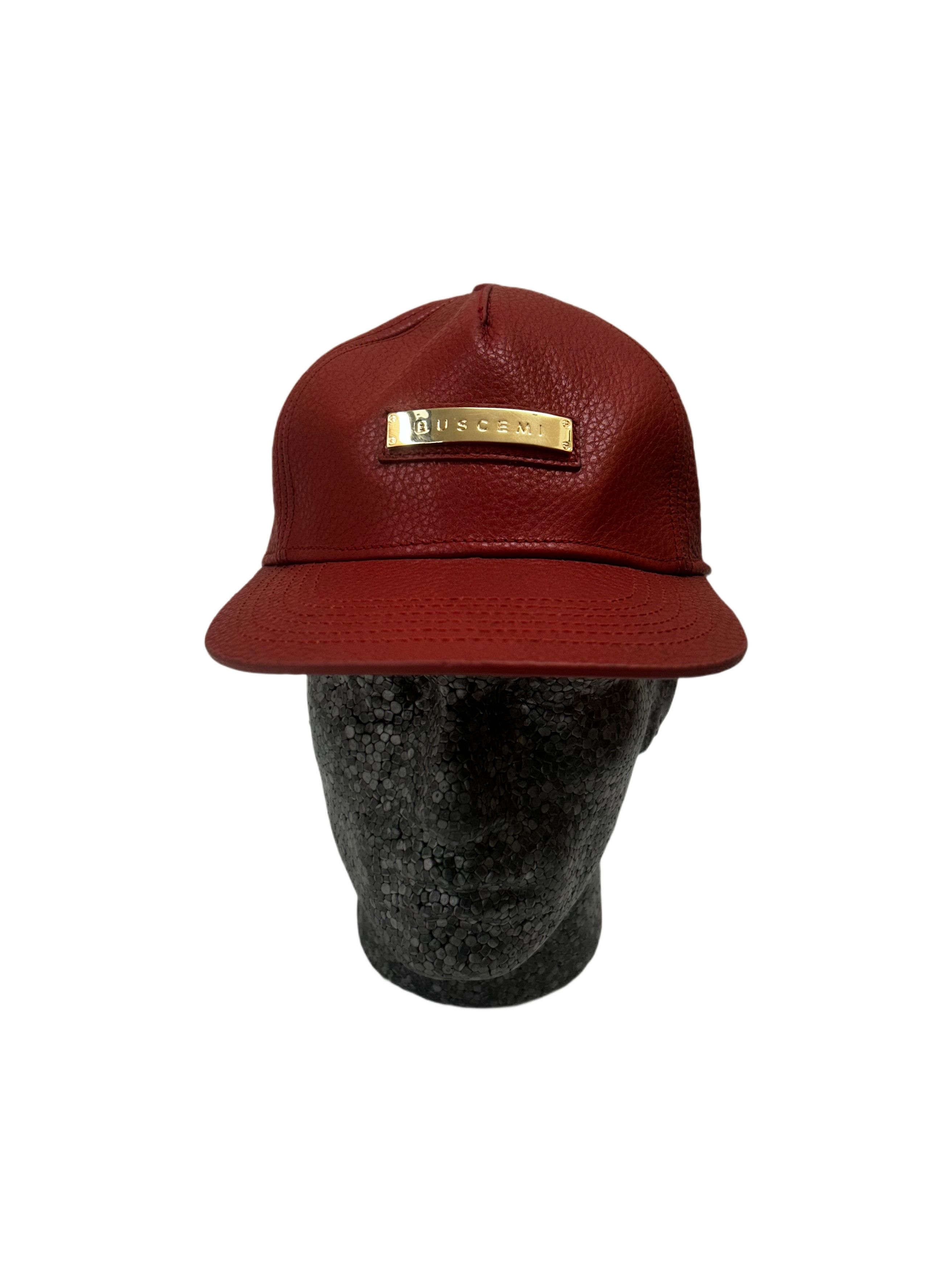 Buscemi Guts Red Leather Screwback Cap Size ONE SIZE - 2 Thumbnail