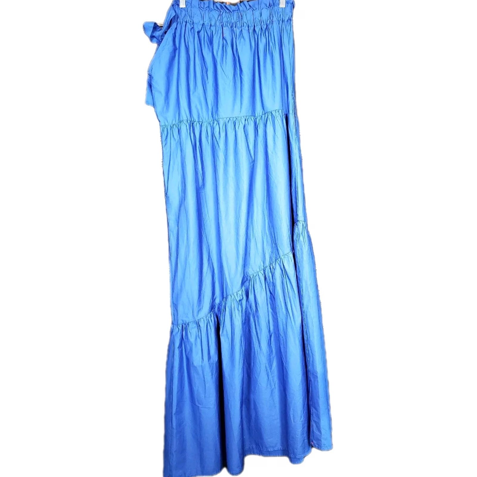 Xirena XIRENA Maisie Maxi Dress One Shoulder Cotton Poplin Blue Pockets Women's M Size M / US 6-8 / IT 42-44 - 6 Thumbnail
