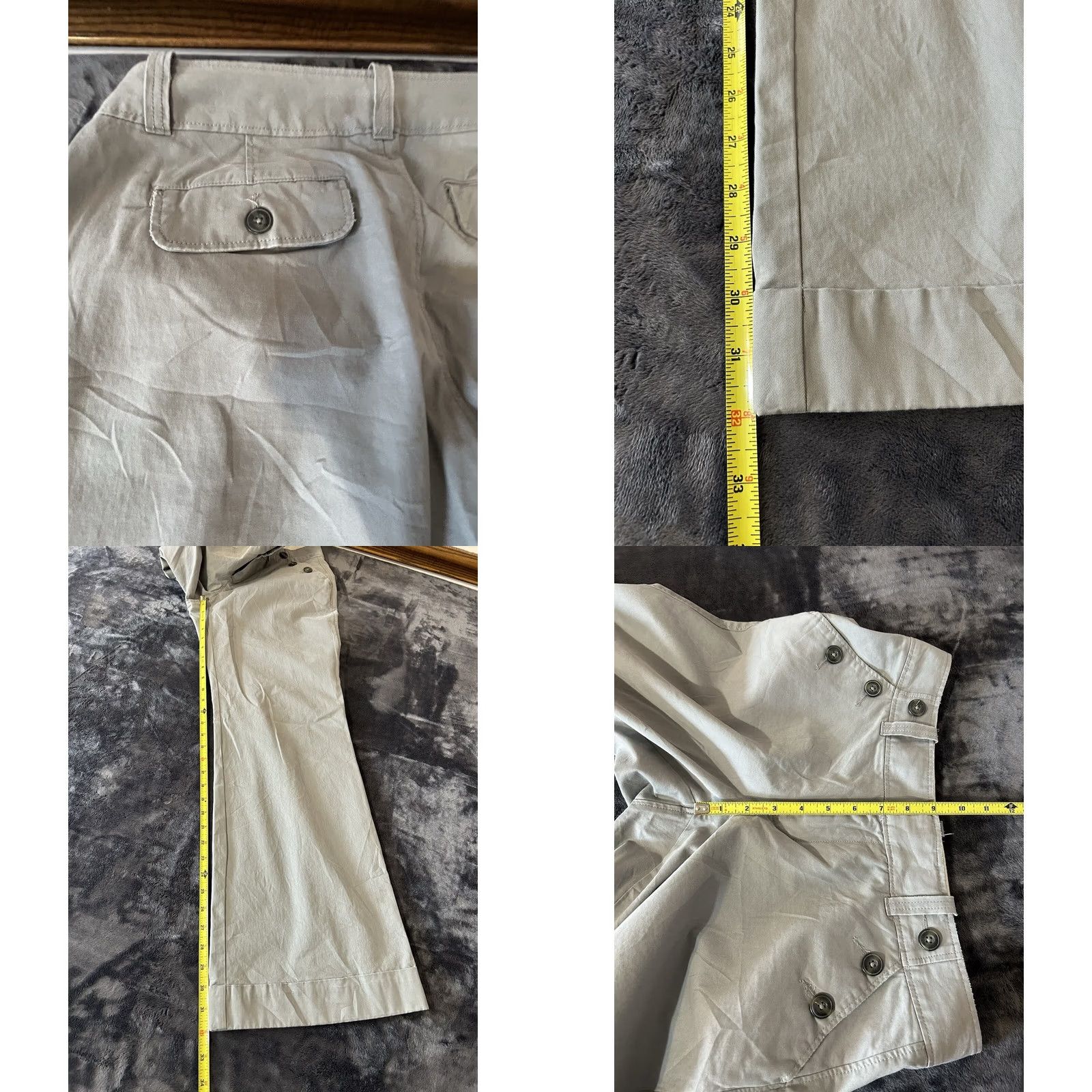 Old Navy Old Navy Wide Legs Pants Women 8 Reg Gray Mid Rise Belt Loops Cuff Size 30" / US 8 / IT 44 - 9 Thumbnail
