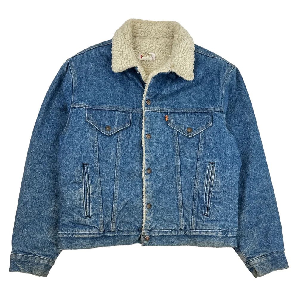 image of Levis Vintage Clothing Vintage Levis Orange Tab Sherpa Denim Jacket in Blue, Men's (Size Small)